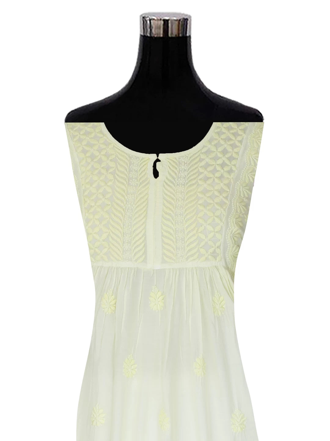 Ada Hand Embroidered Lemon Muslin Lucknowi Chikankari Semi-Stitched Kurta Piece 01A185320