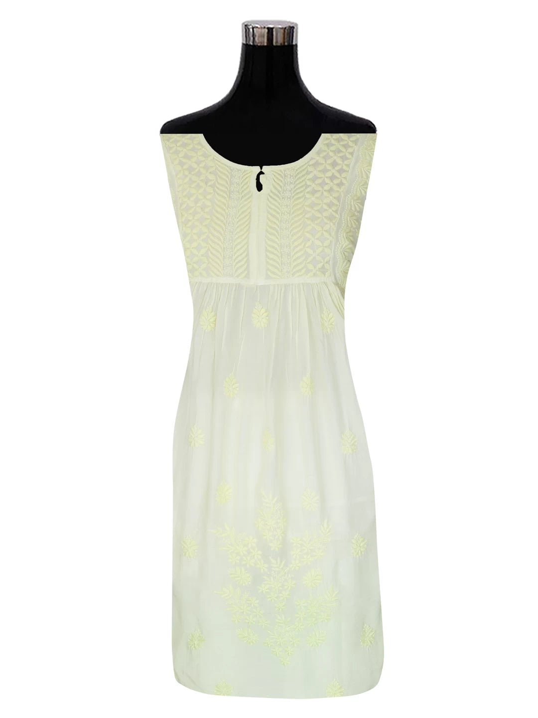 Ada Hand Embroidered Lemon Muslin Lucknowi Chikankari Semi-Stitched Kurta Piece 01A185320