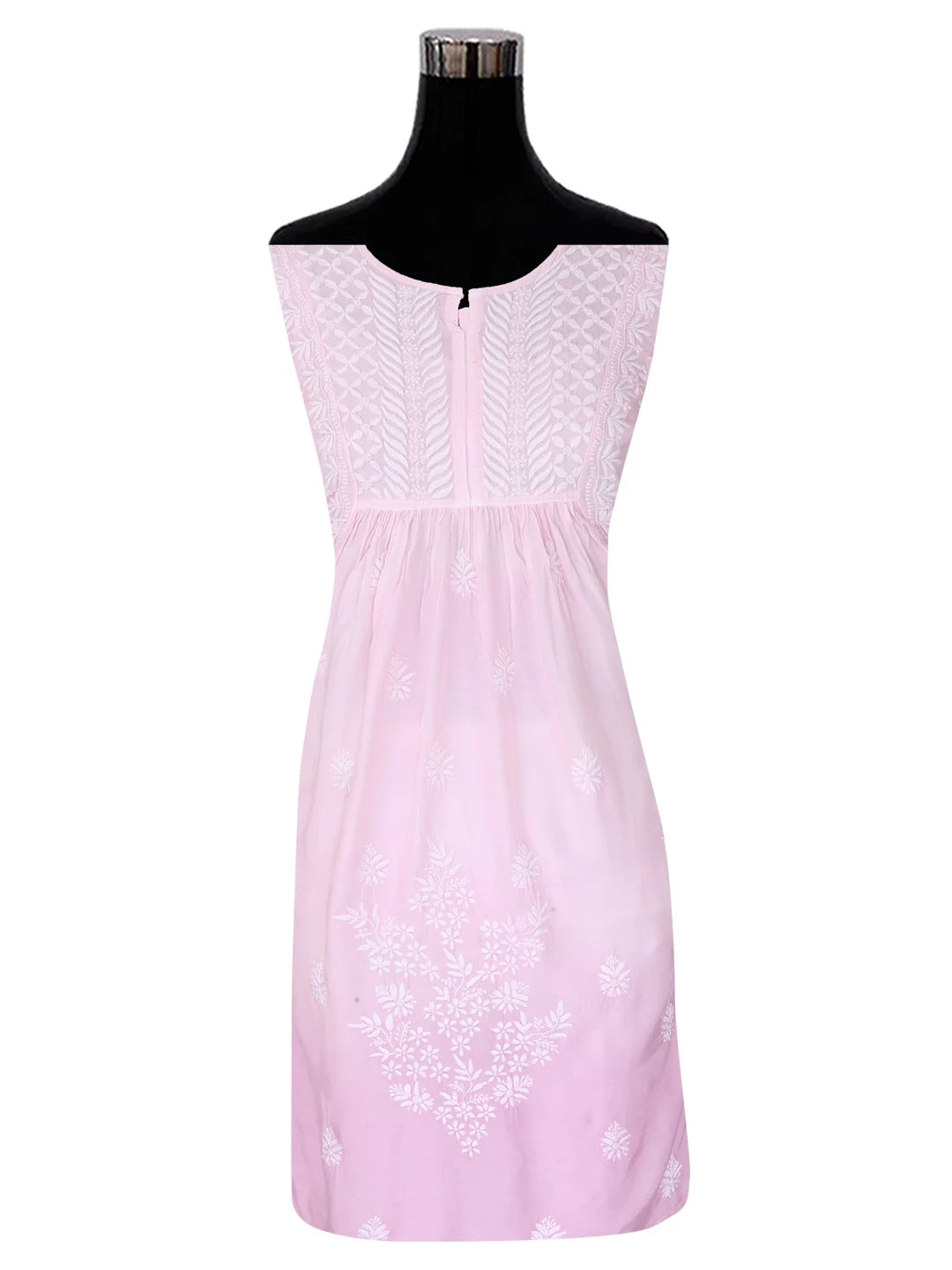 Ada Hand Embroidered Pink Ombre shade Muslin Lucknowi Chikankari Semi-Stitched Kurta Piece 01A185296