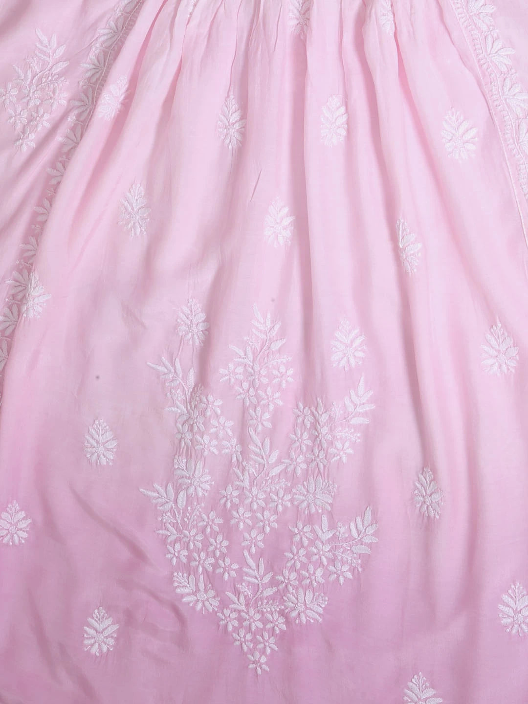 Ada Hand Embroidered Pink Ombre shade Muslin Lucknowi Chikankari Semi-Stitched Kurta Piece 01A185296