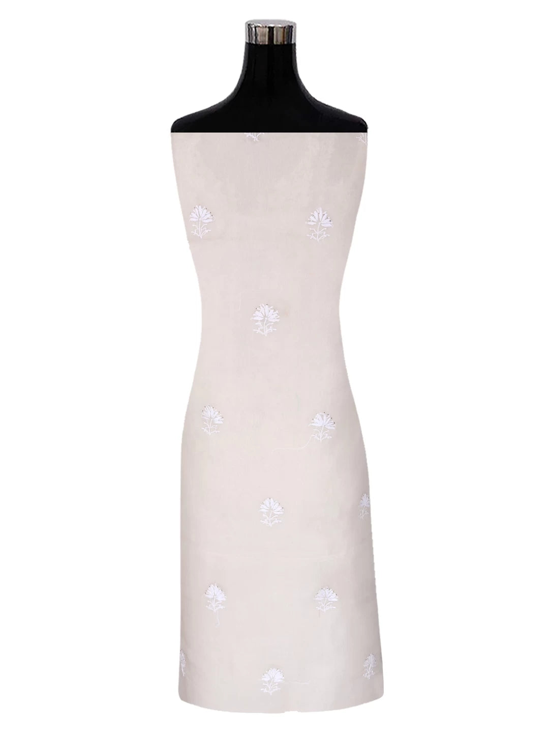 Ada Hand Embroidered White Organza Lucknowi Chikankari Semi-stitched Kurta Dupatta Set With Muqaish Work 01A393587