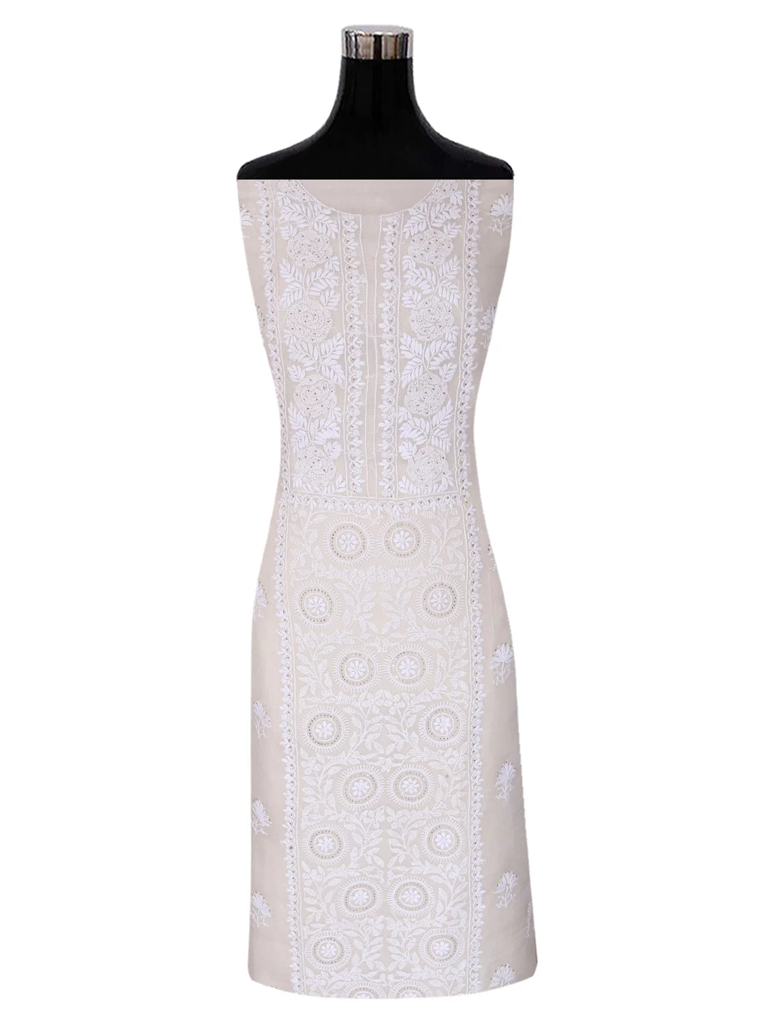 Ada Hand Embroidered White Organza Lucknowi Chikankari Semi-stitched Kurta Dupatta Set With Muqaish Work 01A393587