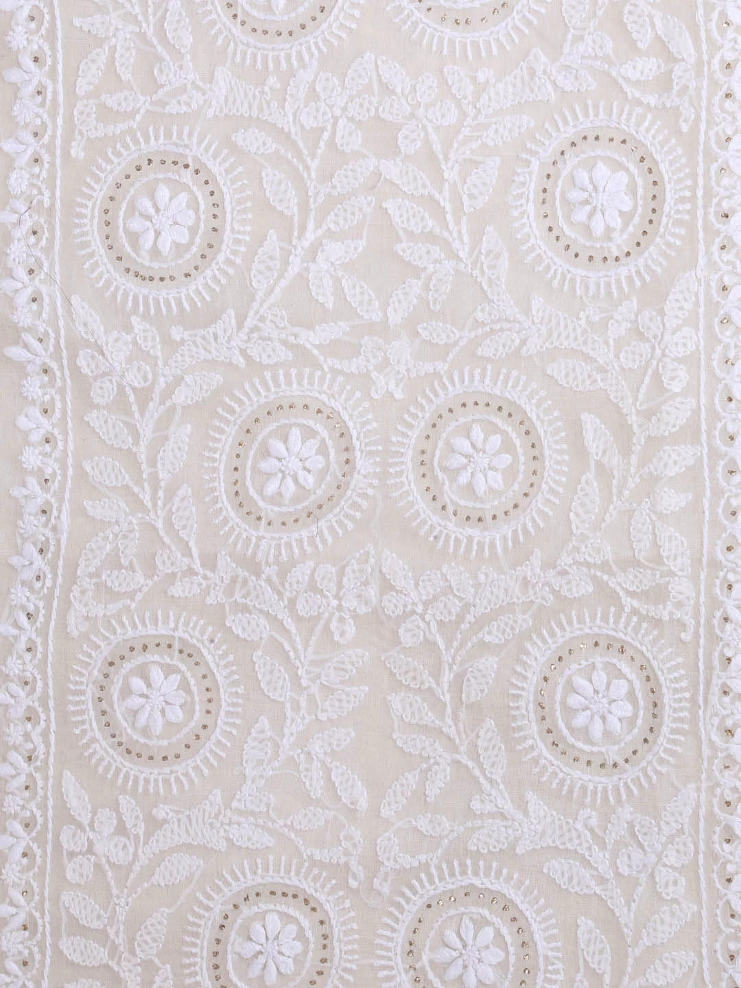 Ada Hand Embroidered White Organza Lucknowi Chikankari Semi-stitched Kurta Dupatta Set With Muqaish Work 01A393587