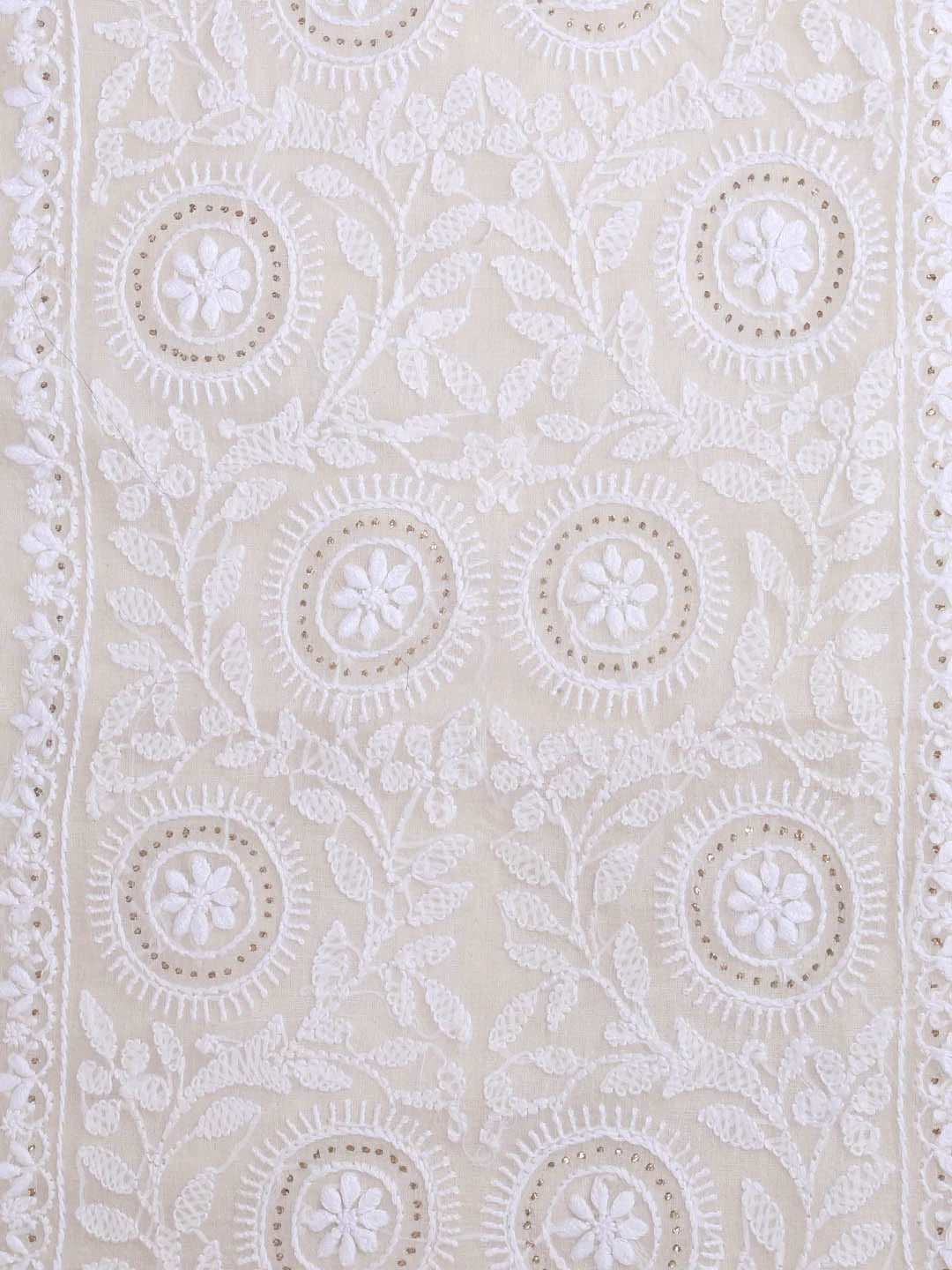 Ada Hand Embroidered White Organza Lucknowi Chikankari Semi-stitched Kurta Dupatta Set With Muqaish Work 01A393587