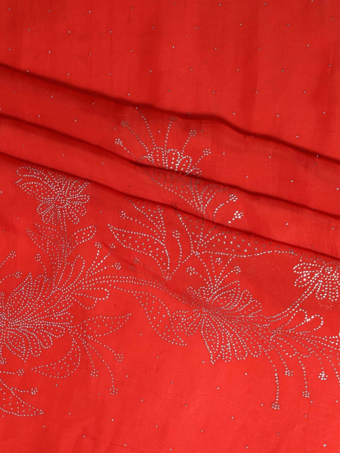 Ada Hand Embroidered Red Organza Lucknowi Chikankari Unstitched Kurta Dupatta Set With Muqaish Work 01A207843