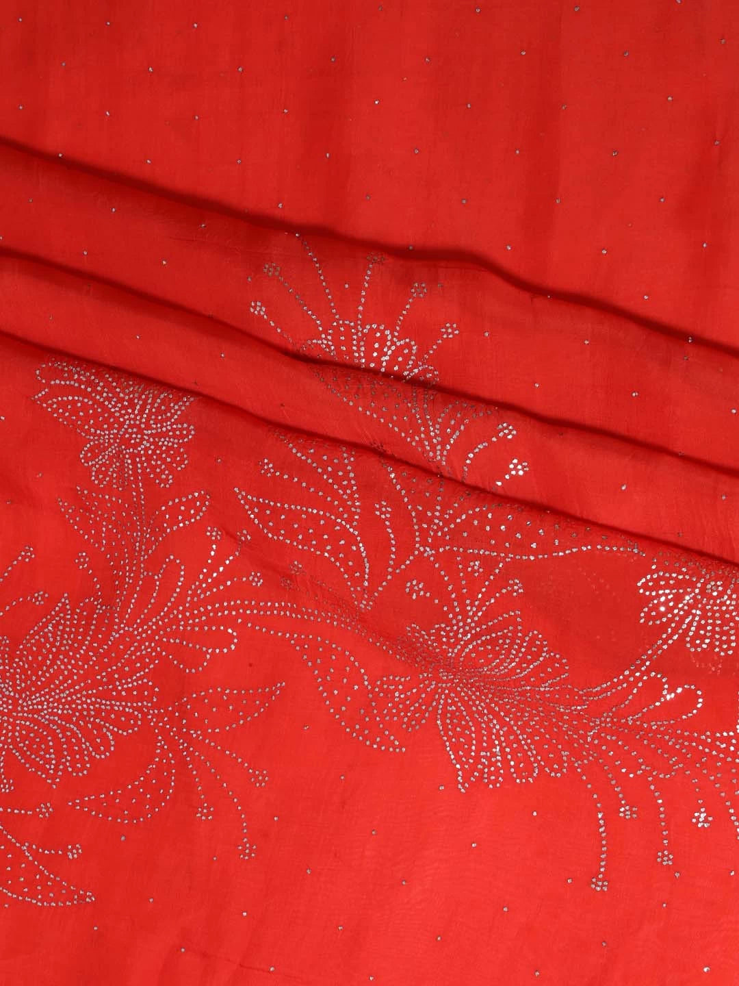 Ada Hand Embroidered Red Organza Lucknowi Chikankari Unstitched Kurta Dupatta Set With Muqaish Work 01A207843