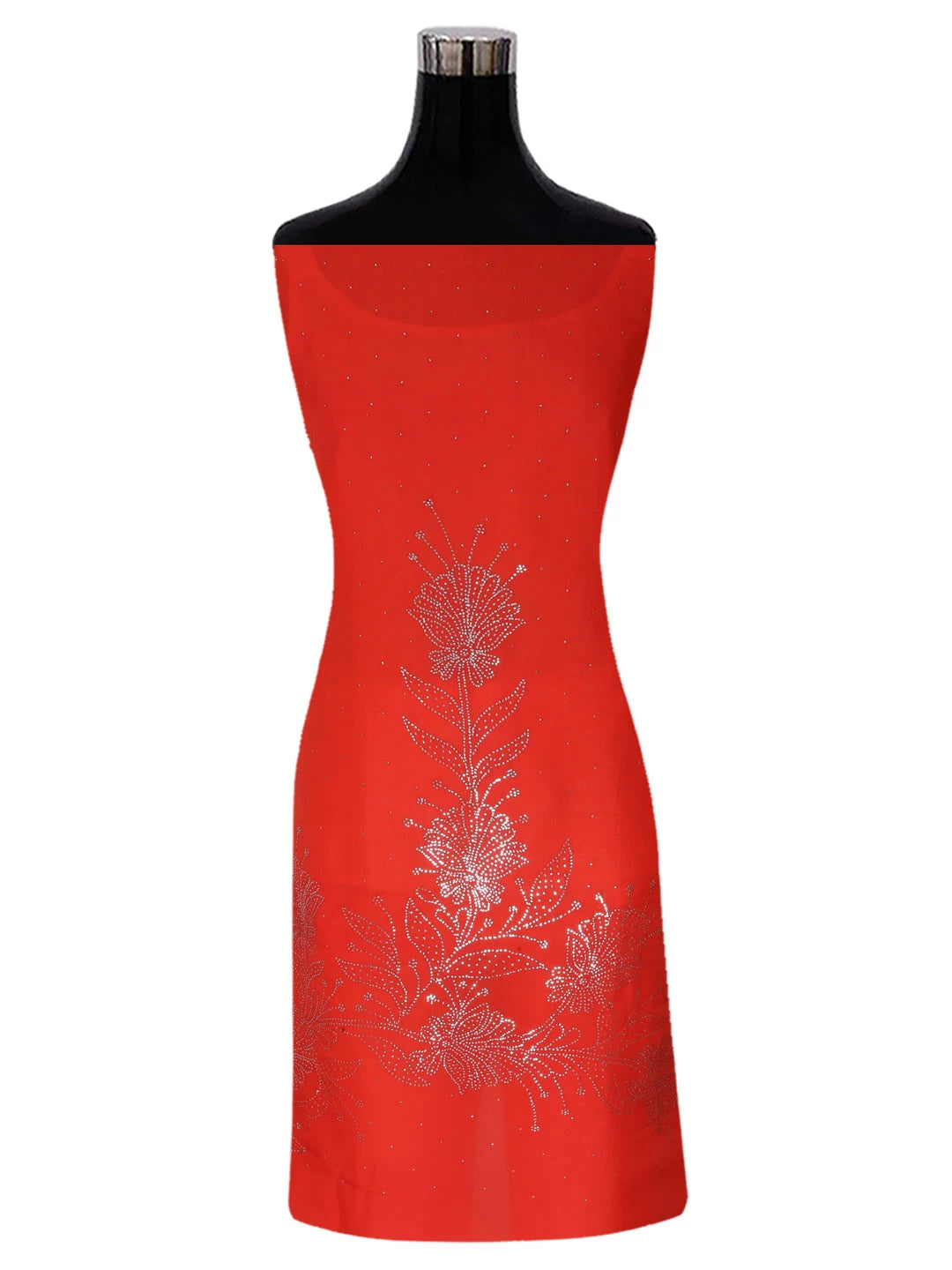 Ada Hand Embroidered Red Organza Lucknowi Chikankari Unstitched Kurta Dupatta Set With Muqaish Work 01A207843