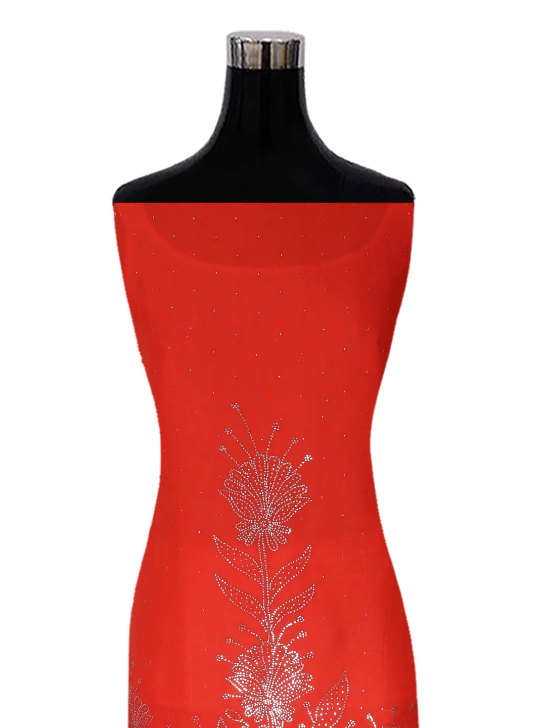Ada Hand Embroidered Red Organza Lucknowi Chikankari Unstitched Kurta Dupatta Set With Muqaish Work 01A207843
