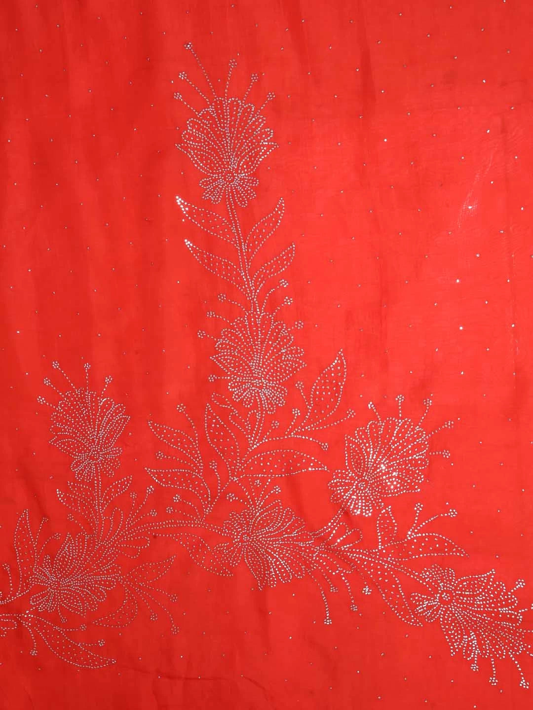Ada Hand Embroidered Red Organza Lucknowi Chikankari Unstitched Kurta Dupatta Set With Muqaish Work 01A207843