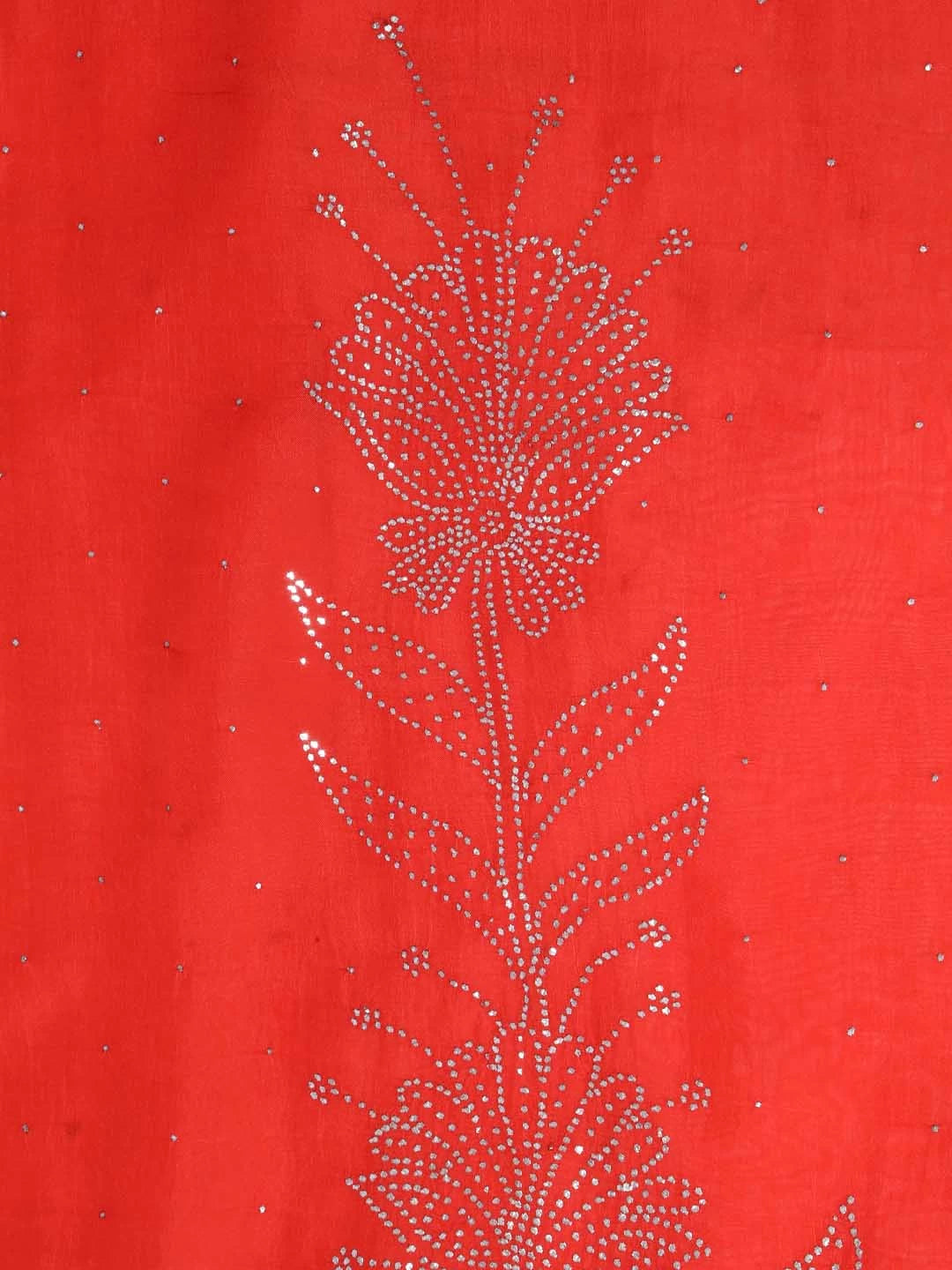 Ada Hand Embroidered Red Organza Lucknowi Chikankari Unstitched Kurta Dupatta Set With Muqaish Work 01A207843