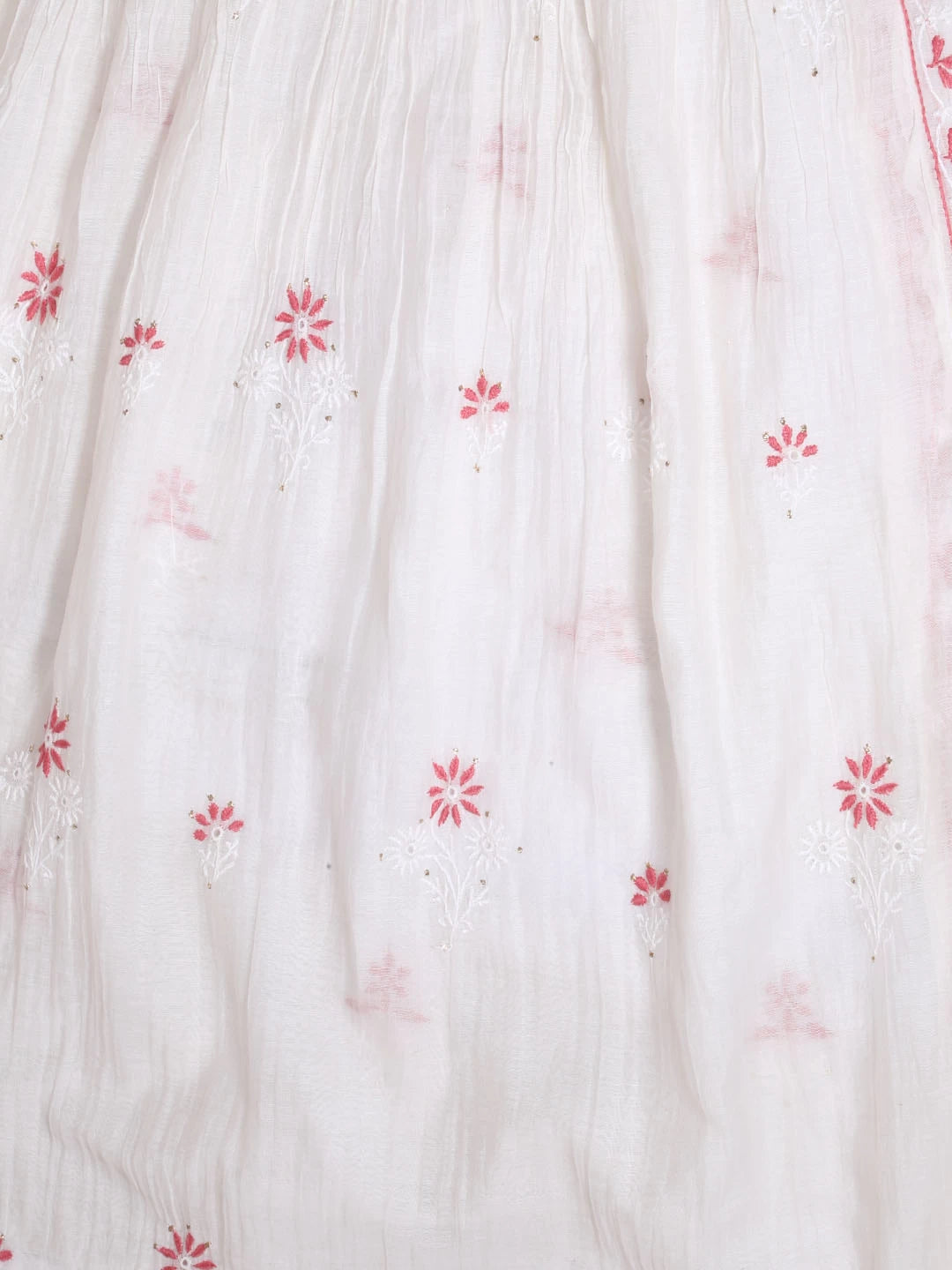 Ada Hand Embroidered Off White Chanderi Lucknowi Chikankari Semi-stitched Kurta Dupatta Set With Mukaish Work 01A395832