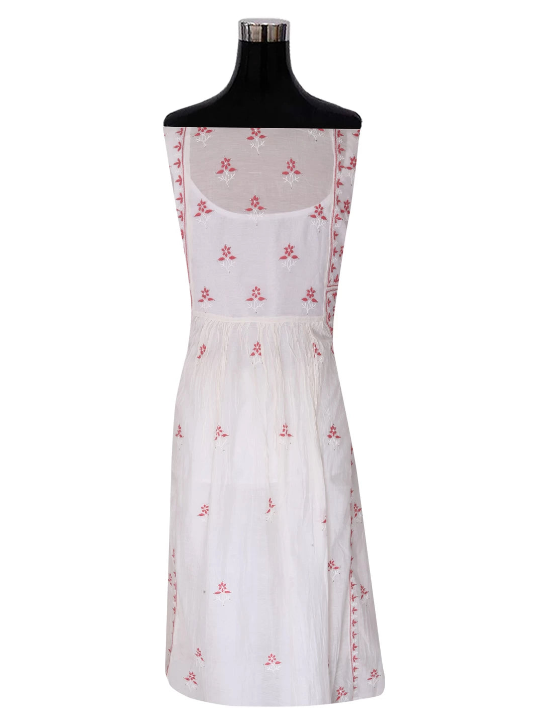 Ada Hand Embroidered Off White Chanderi Lucknowi Chikankari Semi-stitched Kurta Dupatta Set With Mukaish Work 01A395832