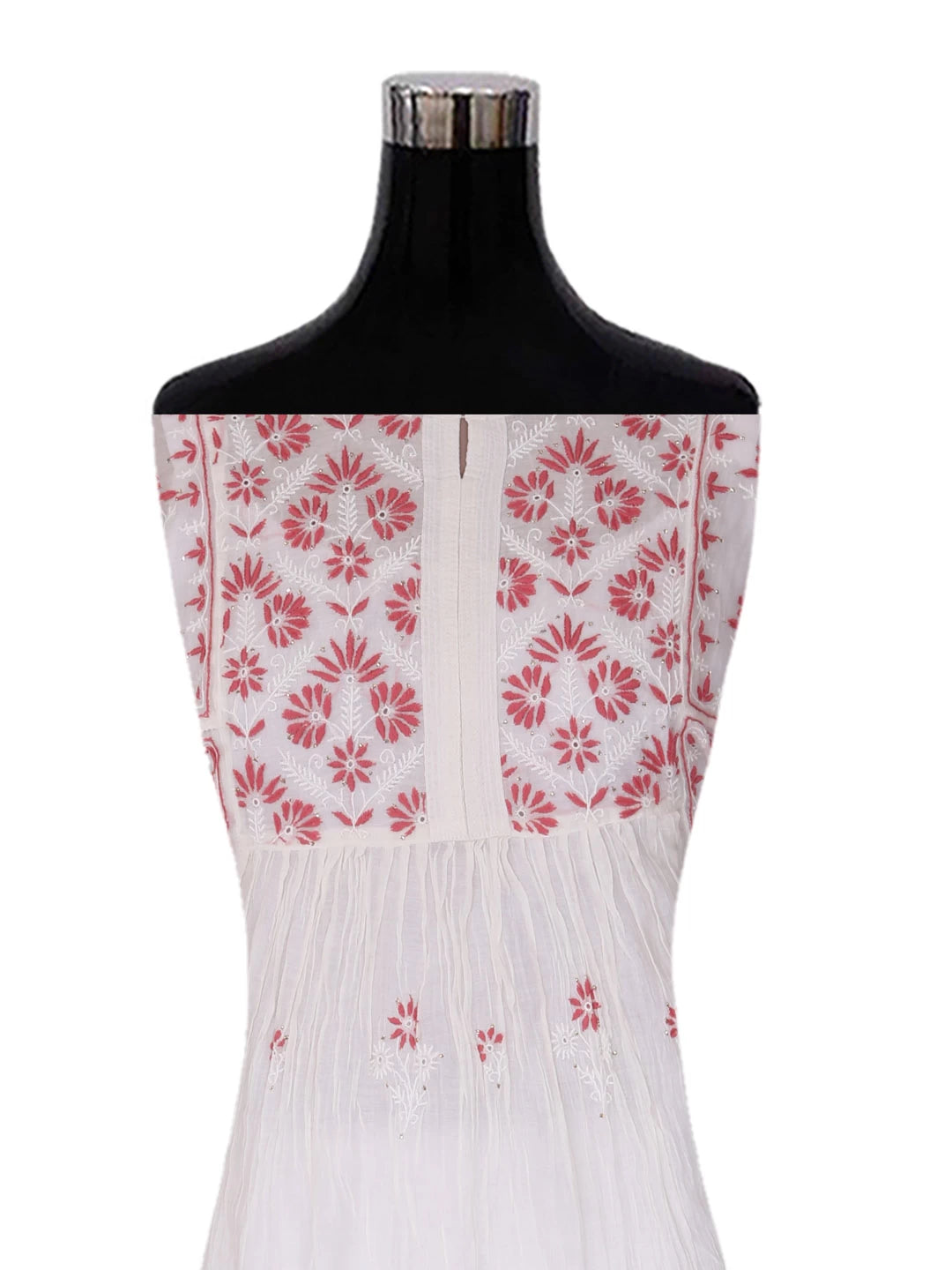 Ada Hand Embroidered Off White Chanderi Lucknowi Chikankari Semi-stitched Kurta Dupatta Set With Mukaish Work 01A395832