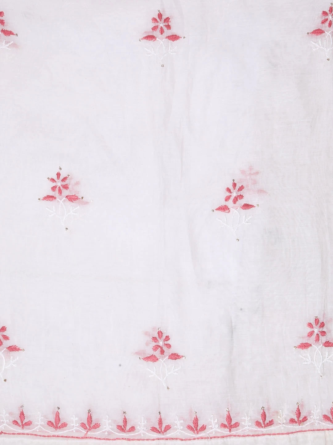 Ada Hand Embroidered Off White Chanderi Lucknowi Chikankari Semi-stitched Kurta Dupatta Set With Mukaish Work 01A395832