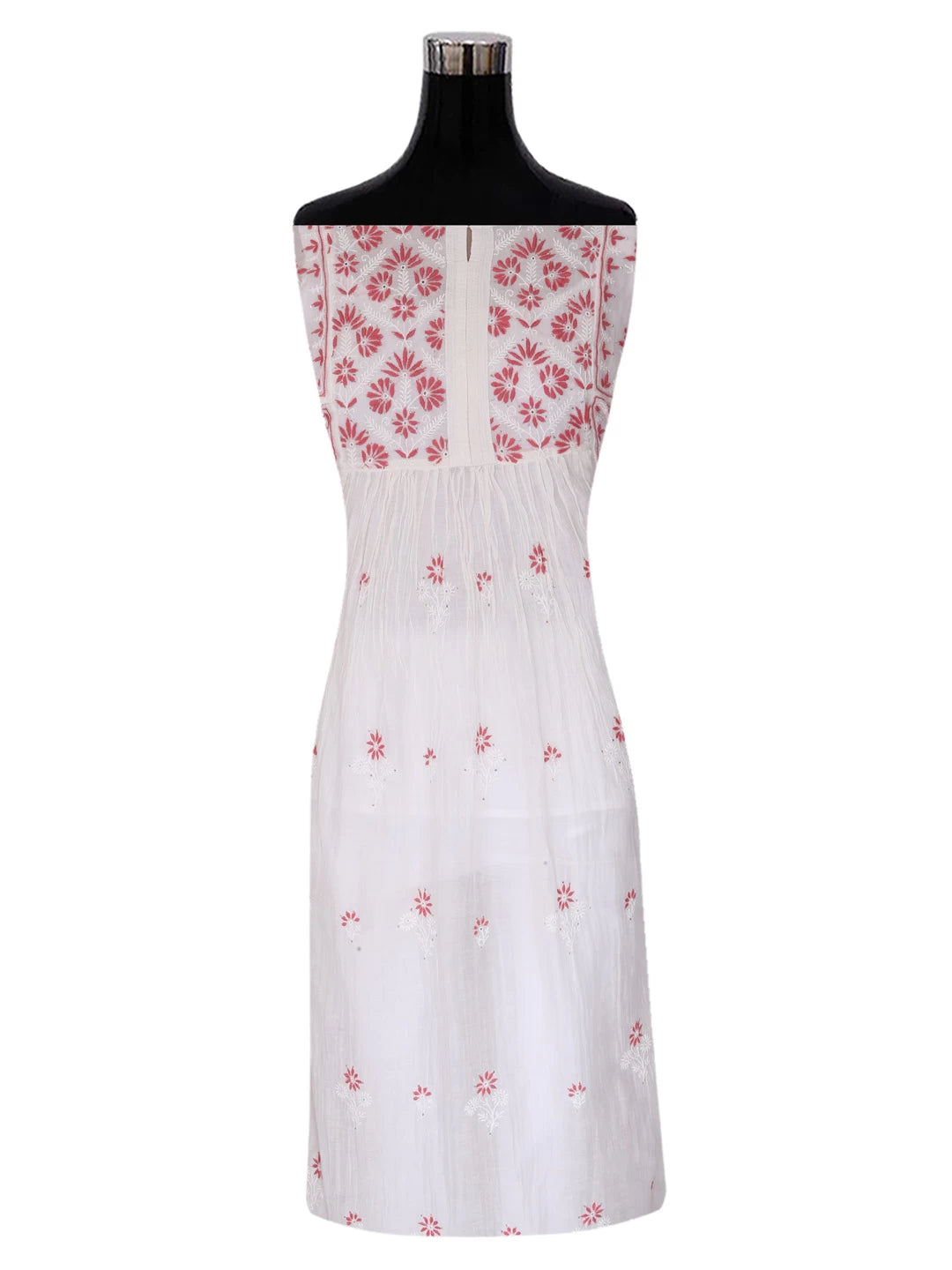 Ada Hand Embroidered Off White Chanderi Lucknowi Chikankari Semi-stitched Kurta Dupatta Set With Mukaish Work 01A395832