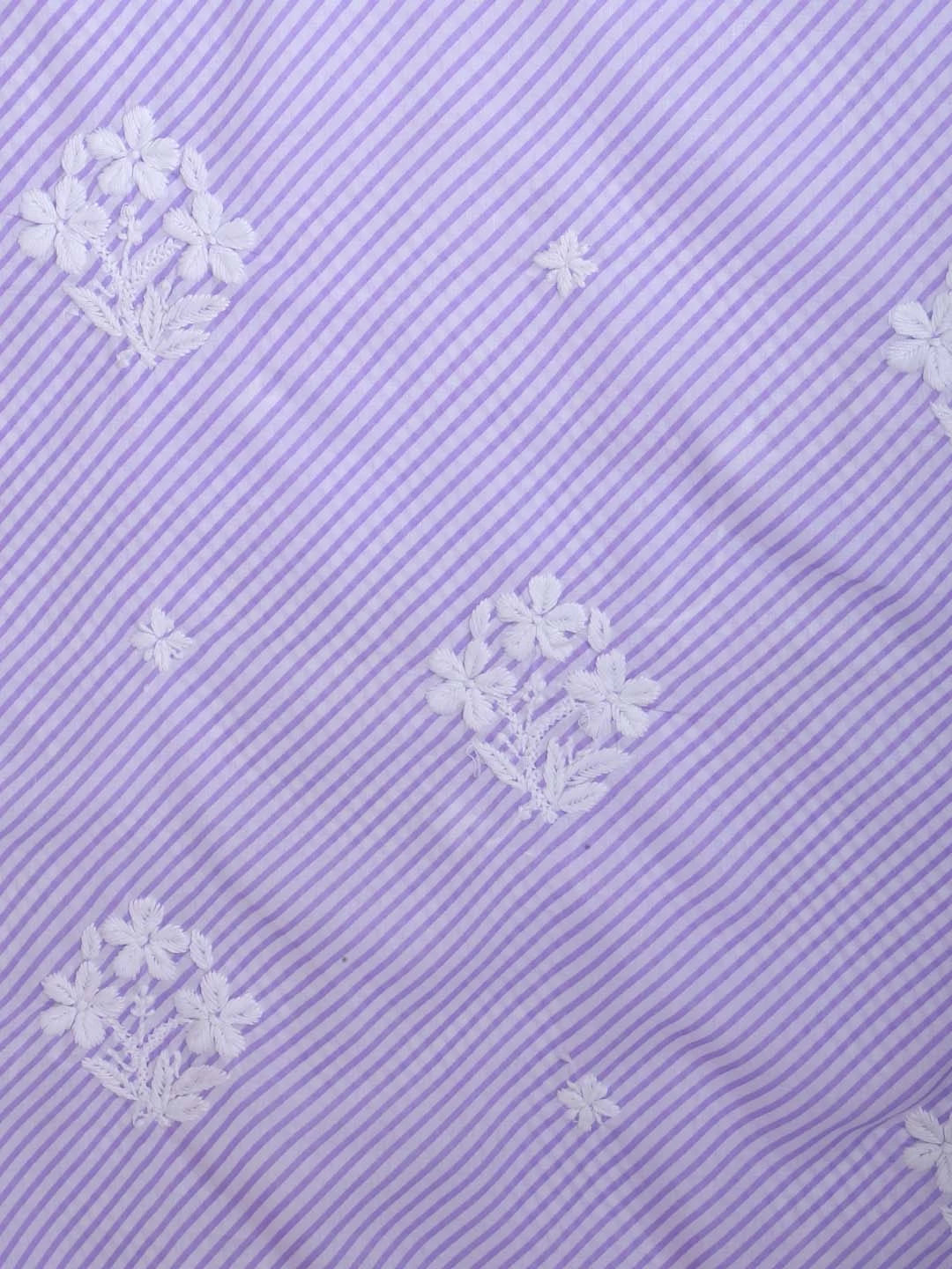 Ada Hand Embroidered White & Mauve Cotton Lucknowi Chikankari Unstitched Kurta Piece 01A413890