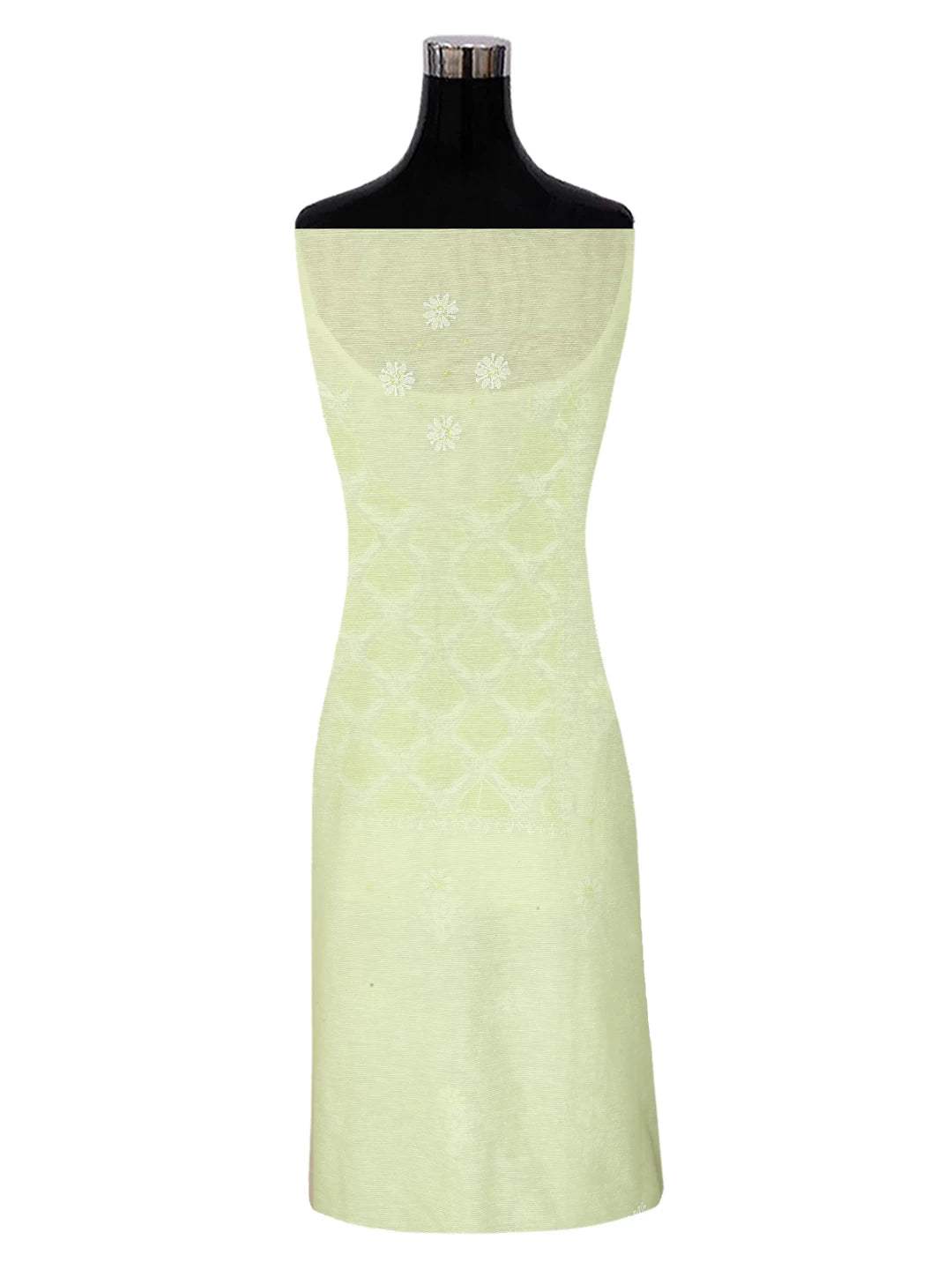 Ada Hand Embroidered Lime Green Super Net Lucknowi Chikankari Unstitched Suit Piece With Cutdana Work 01A401947