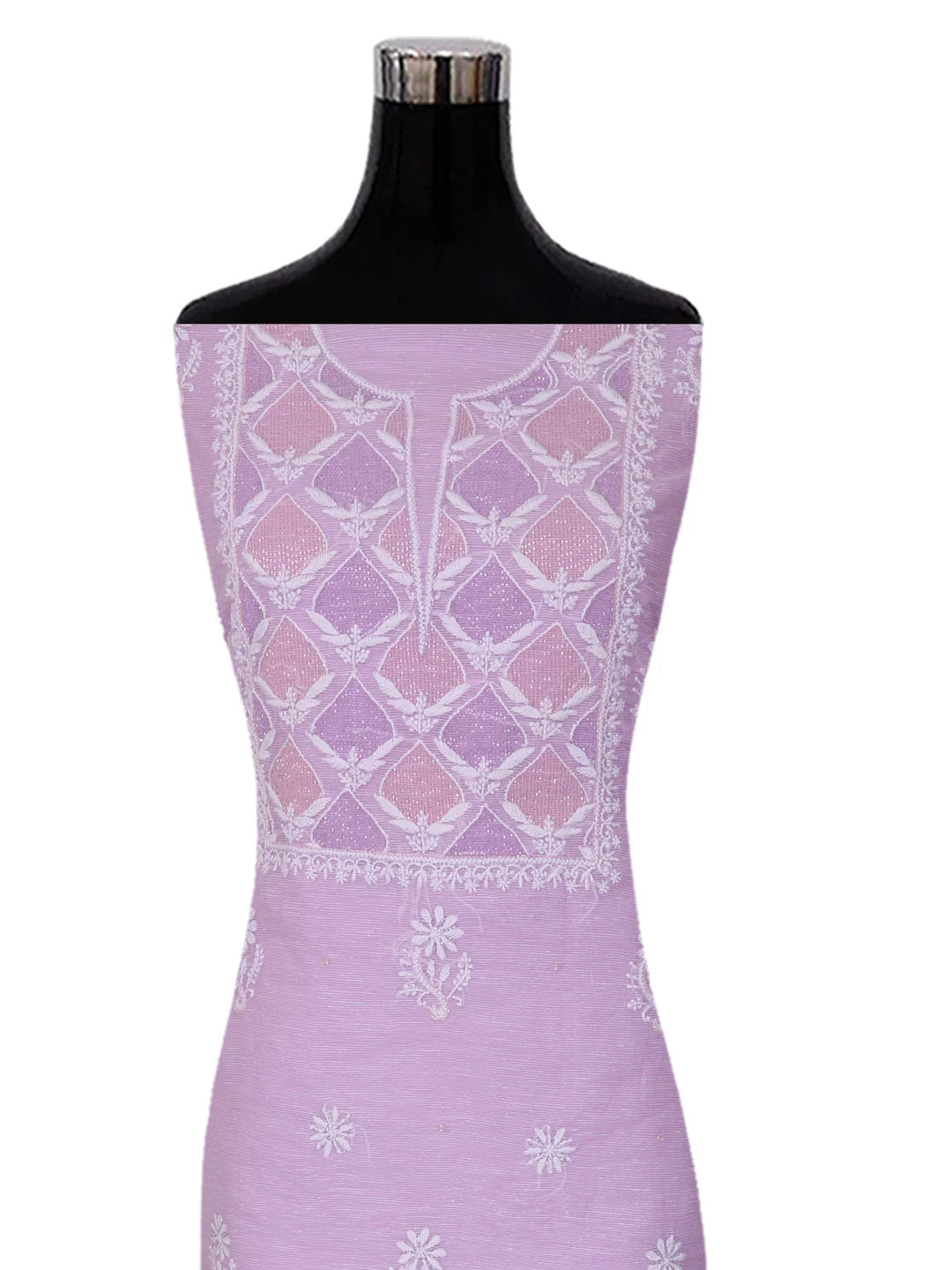 Ada Hand Embroidered Lilac Super Net Lucknowi Chikankari Unstitched Suit Piece With Cutdana Work 01A401946