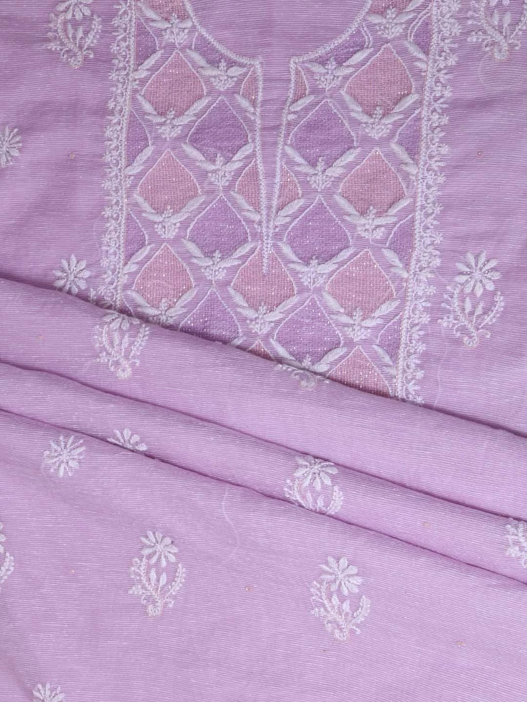 Ada Hand Embroidered Lilac Super Net Lucknowi Chikankari Unstitched Suit Piece With Cutdana Work 01A401946