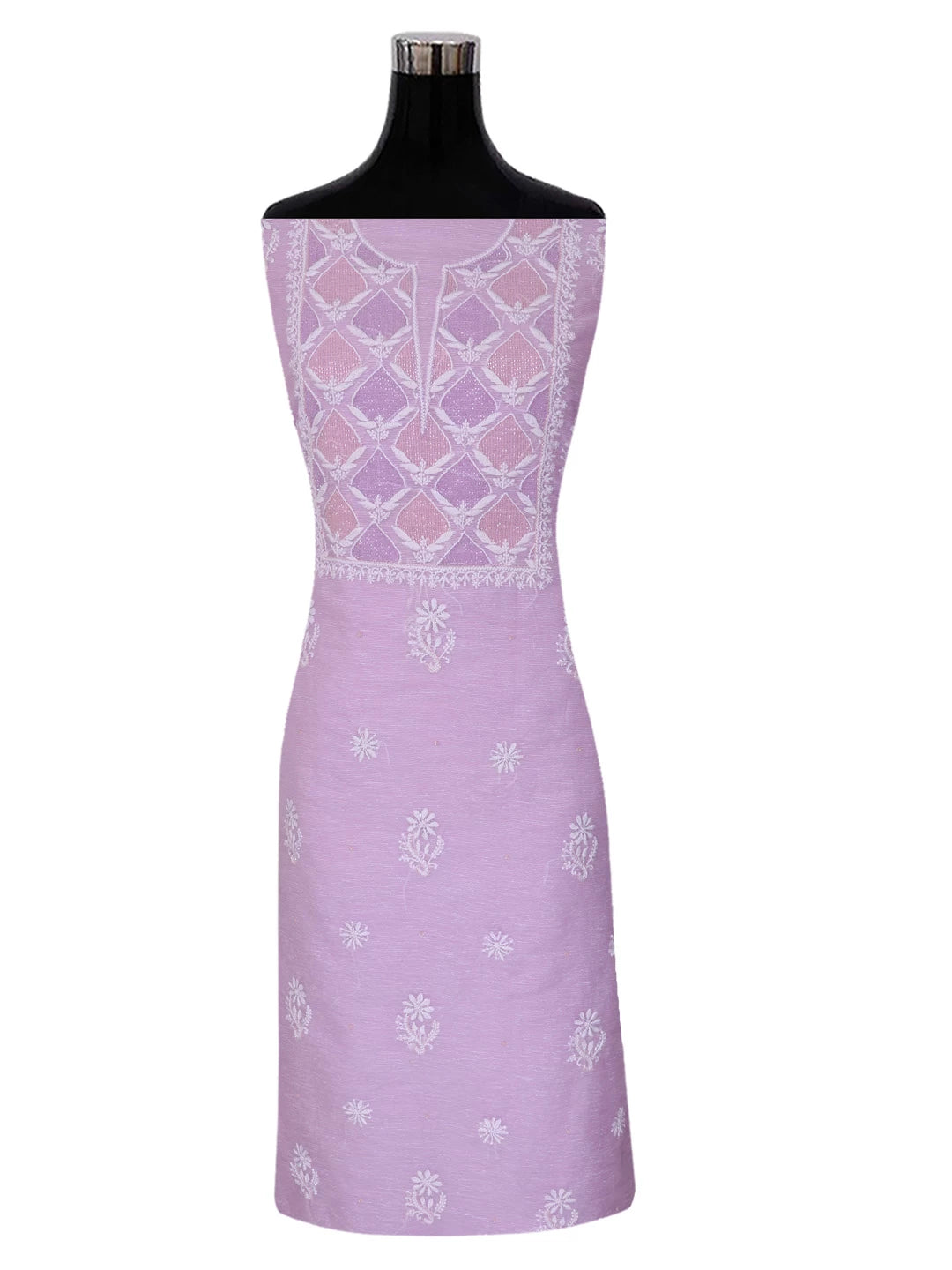 Ada Hand Embroidered Lilac Super Net Lucknowi Chikankari Unstitched Suit Piece With Cutdana Work 01A401946