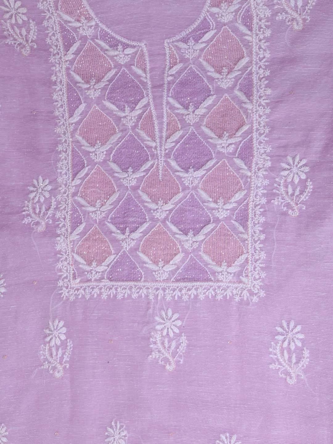 Ada Hand Embroidered Lilac Super Net Lucknowi Chikankari Unstitched Suit Piece With Cutdana Work 01A401946