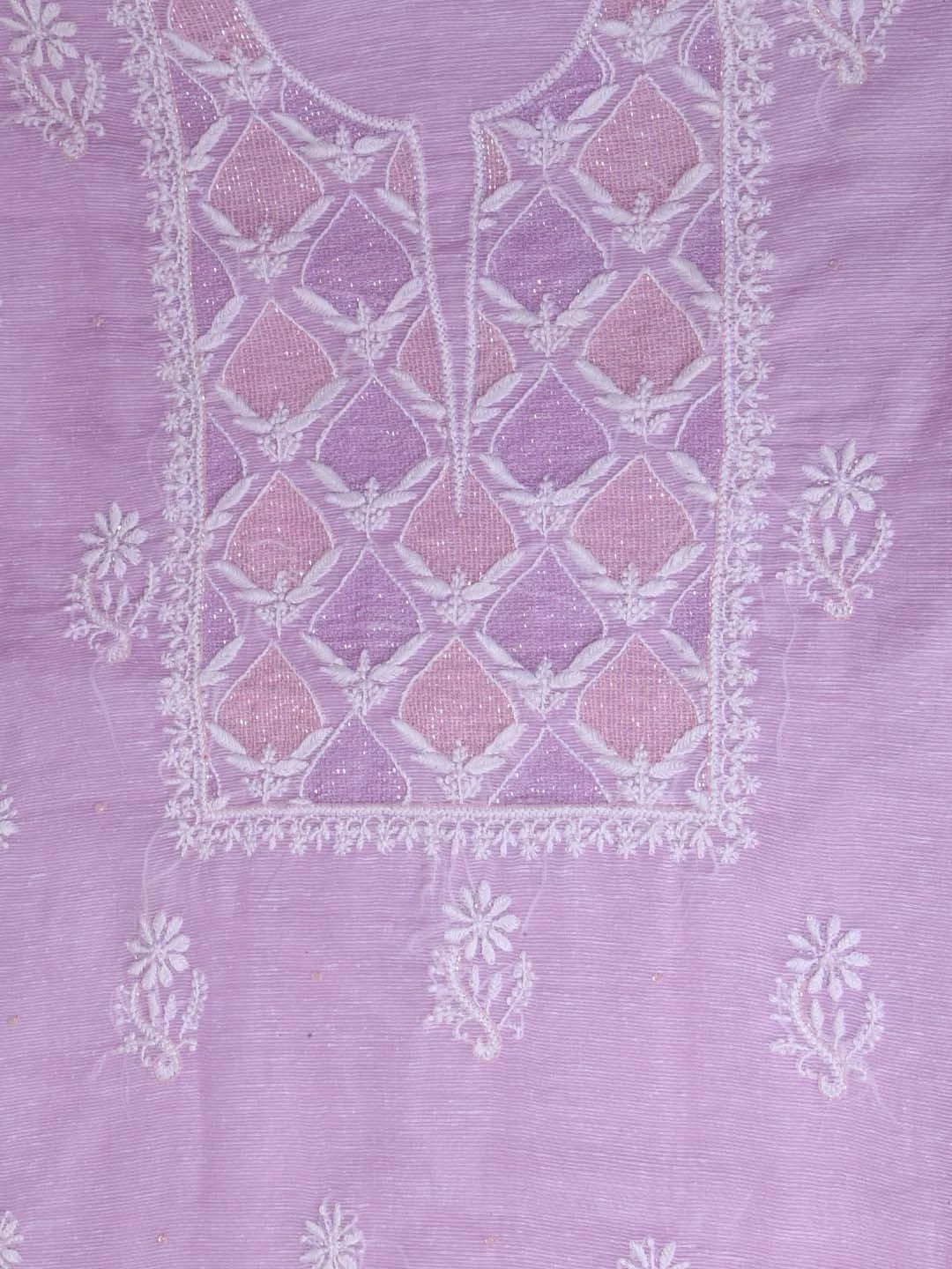 Ada Hand Embroidered Lilac Super Net Lucknowi Chikankari Unstitched Suit Piece With Cutdana Work 01A401946