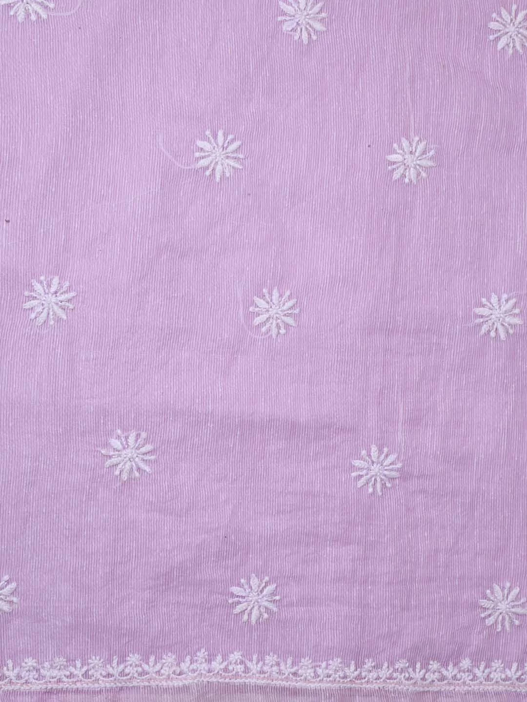 Ada Hand Embroidered Lilac Super Net Lucknowi Chikankari Unstitched Suit Piece With Cutdana Work 01A401946
