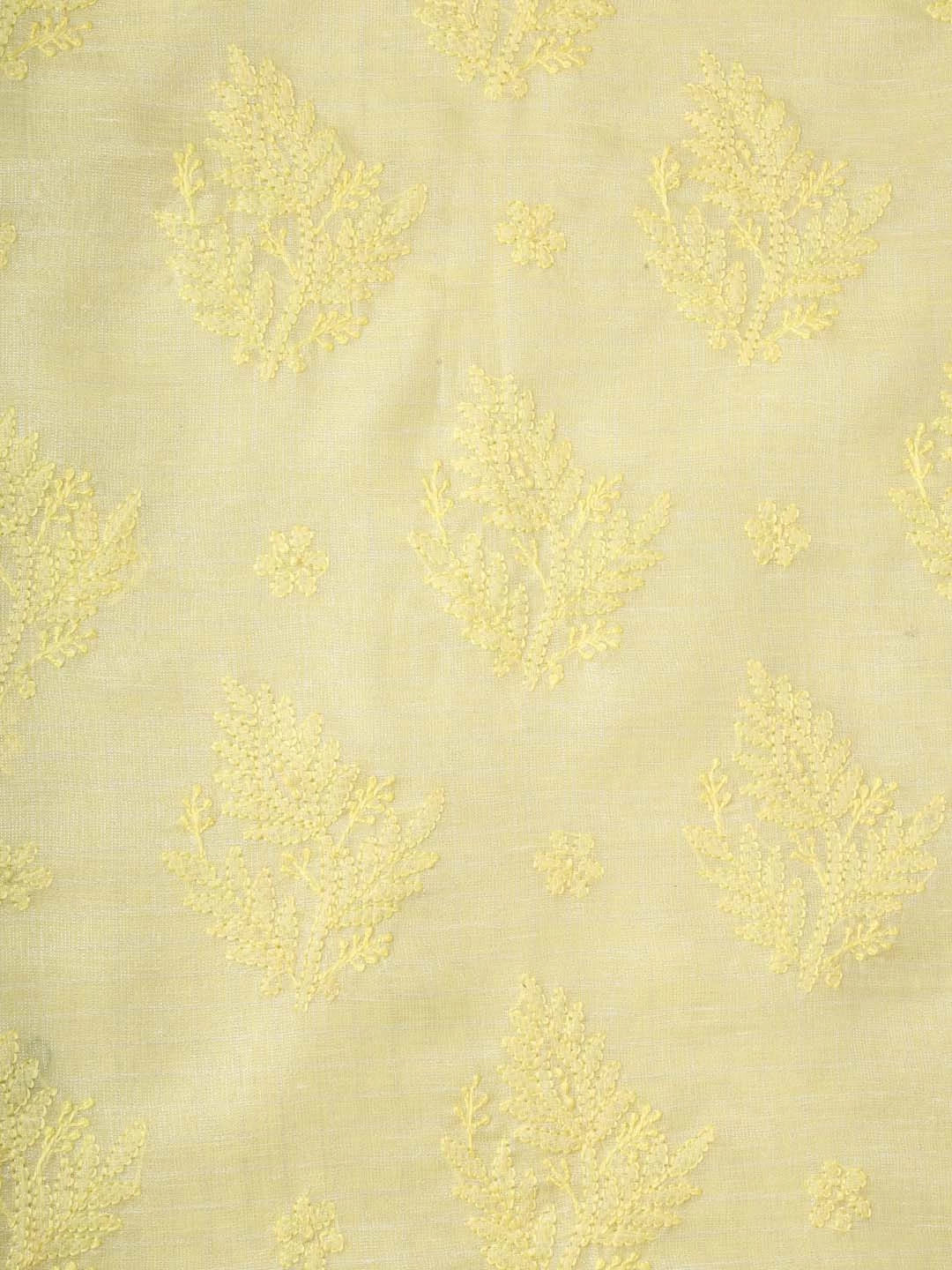 Ada Hand Embroidered Lemon Chanderi Lucknowi Chikankari Saree With Blouse 01A401898