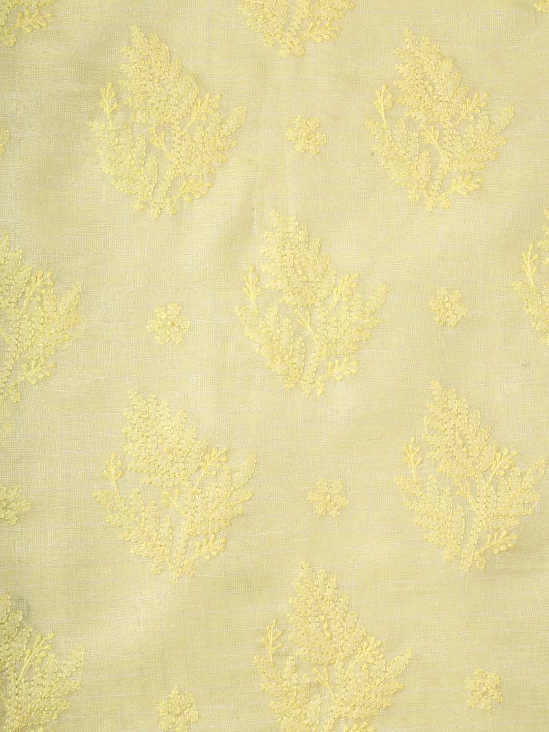 Ada Hand Embroidered Lemon Chanderi Lucknowi Chikankari Saree With Blouse 01A401898