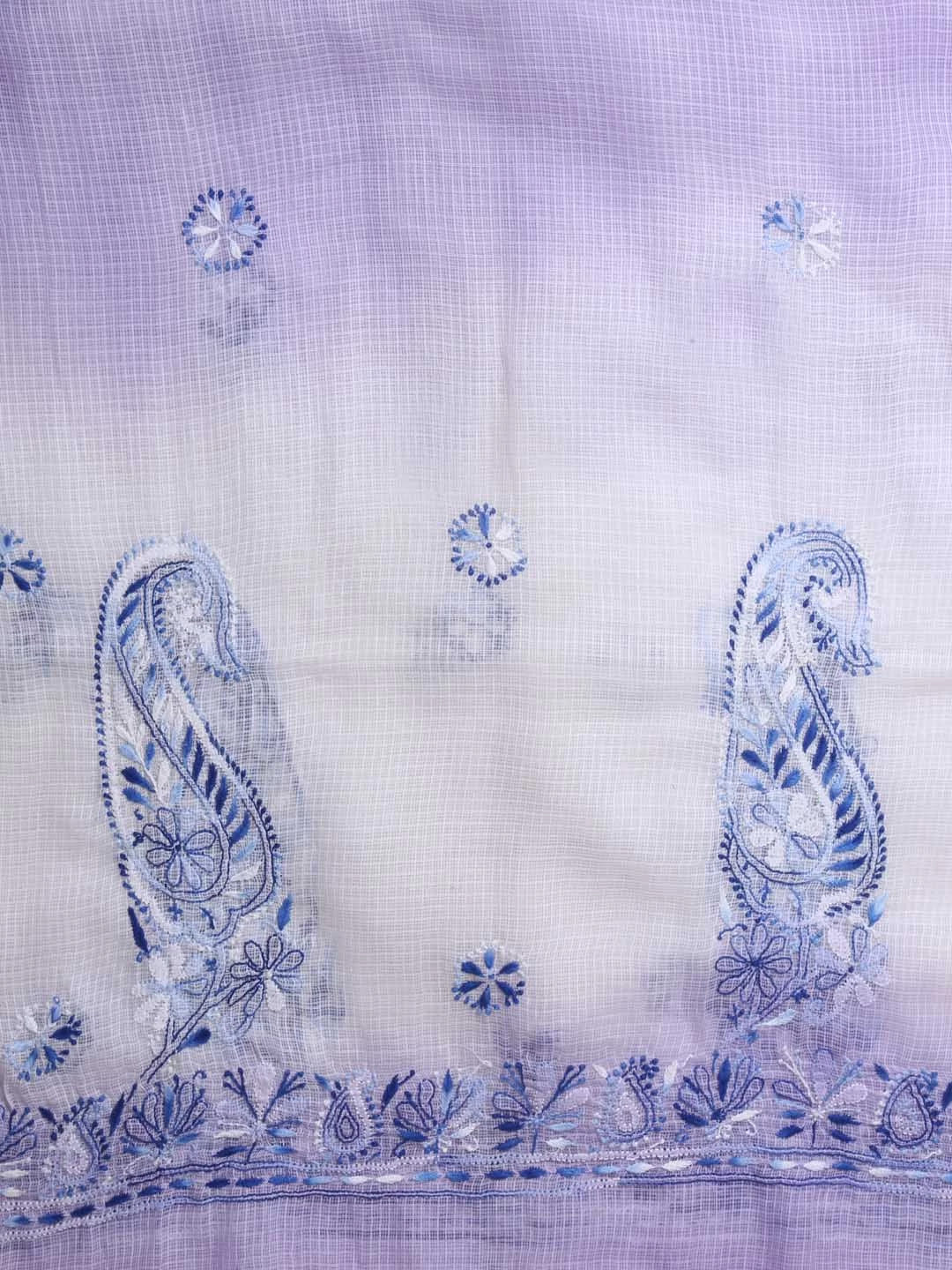 Ada Hand Embroidered White & Lilac Shaded Kota Lucknowi Chikankari Dupatta A612152