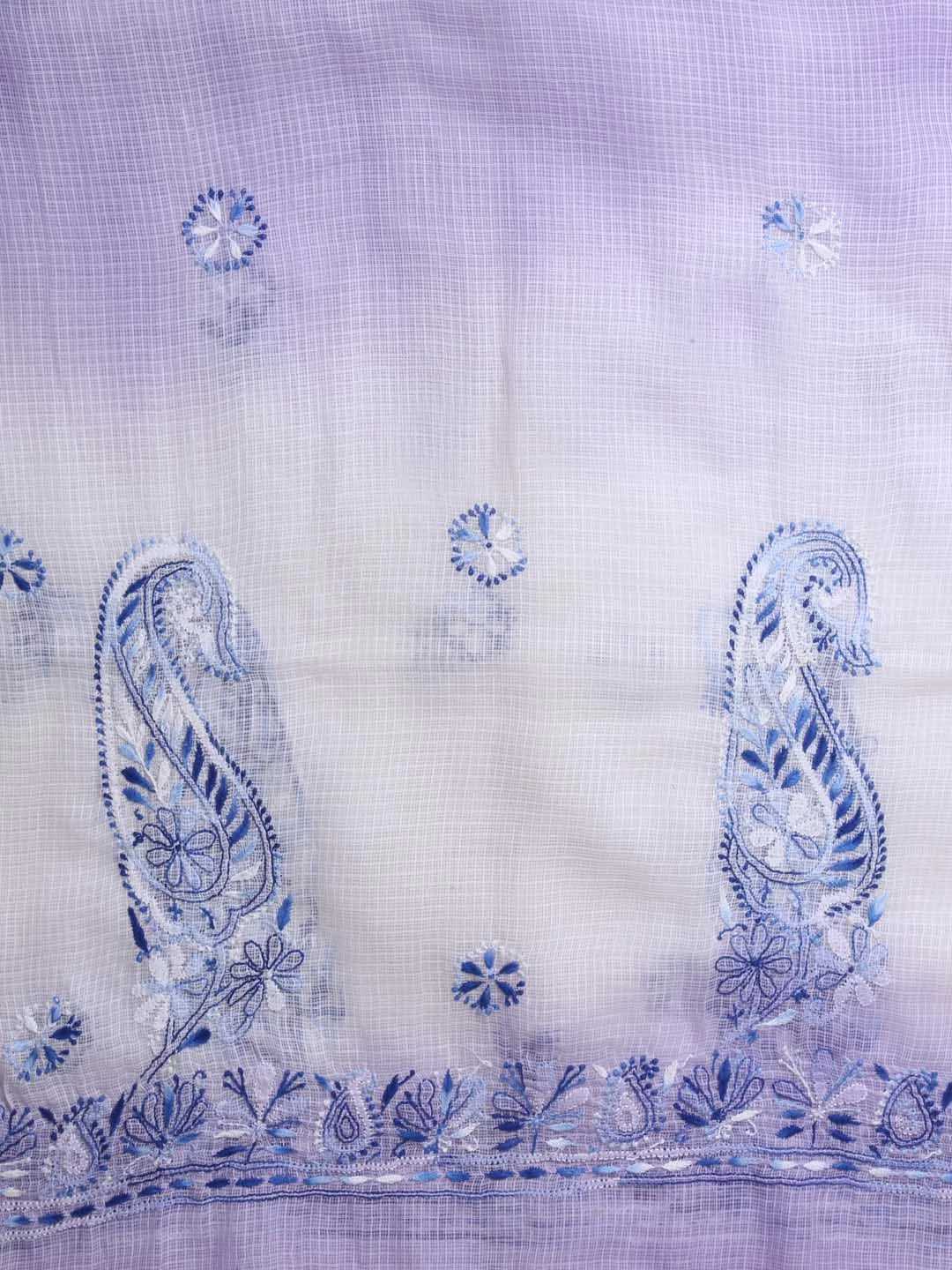 Ada Hand Embroidered White & Lilac Shaded Kota Lucknowi Chikankari Dupatta A612152