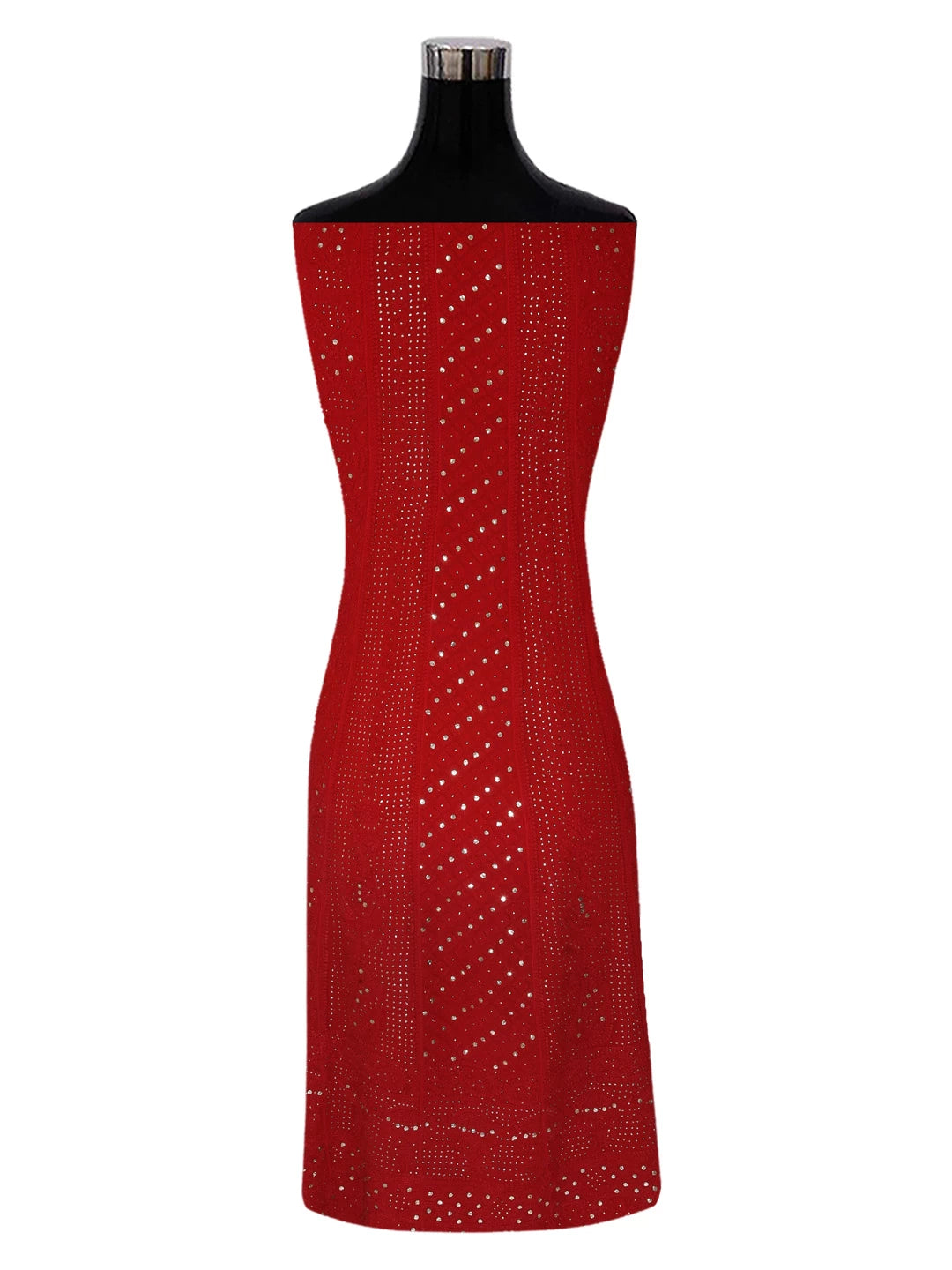 Ada Hand Embroidered Red Ombre Shade Viscose Georgette Lucknowi Chikankari Semi-Stitched Anarkali Kurta Dupatta Set With Muqaish Work 01A196842