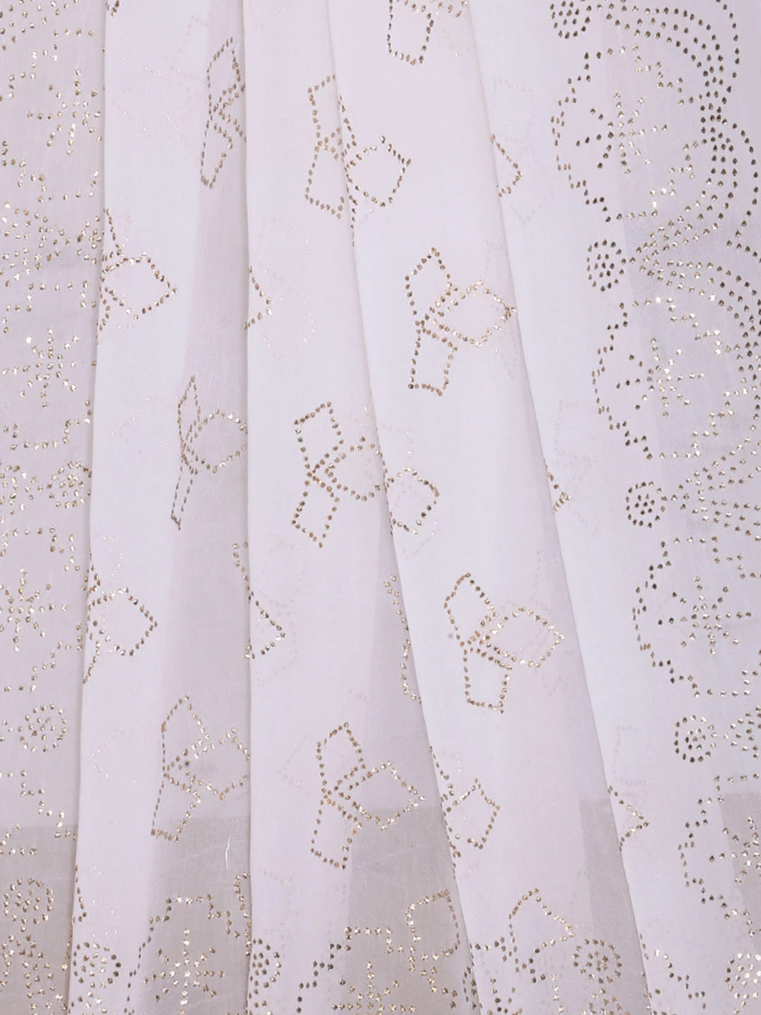 Ada Hand Embroidered White Georgette Lucknowi Chikankari Dupatta With Muqaish Work A513307