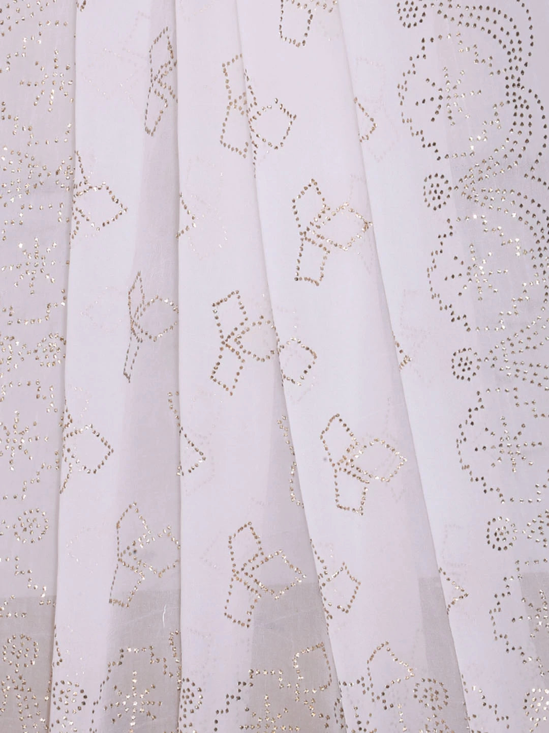 Ada Hand Embroidered White Georgette Lucknowi Chikankari Dupatta With Muqaish Work A513307