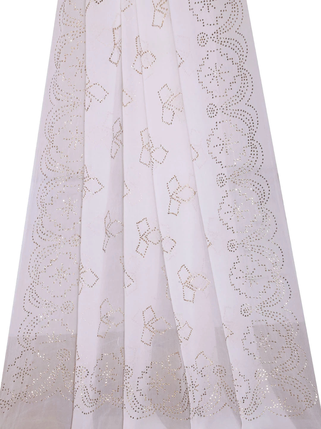 Ada Hand Embroidered White Georgette Lucknowi Chikankari Dupatta With Muqaish Work A513307