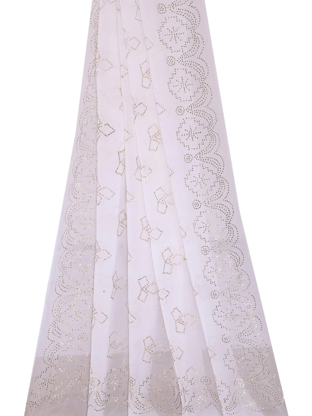 Ada Hand Embroidered White Georgette Lucknowi Chikankari Dupatta With Muqaish Work A513307
