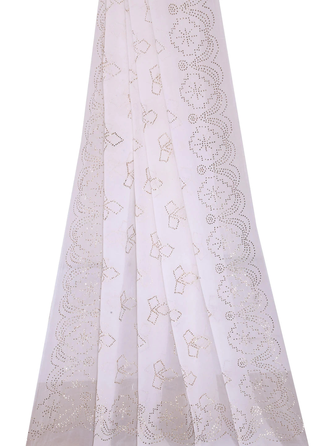 Ada Hand Embroidered White Georgette Lucknowi Chikankari Dupatta With Muqaish Work A513307
