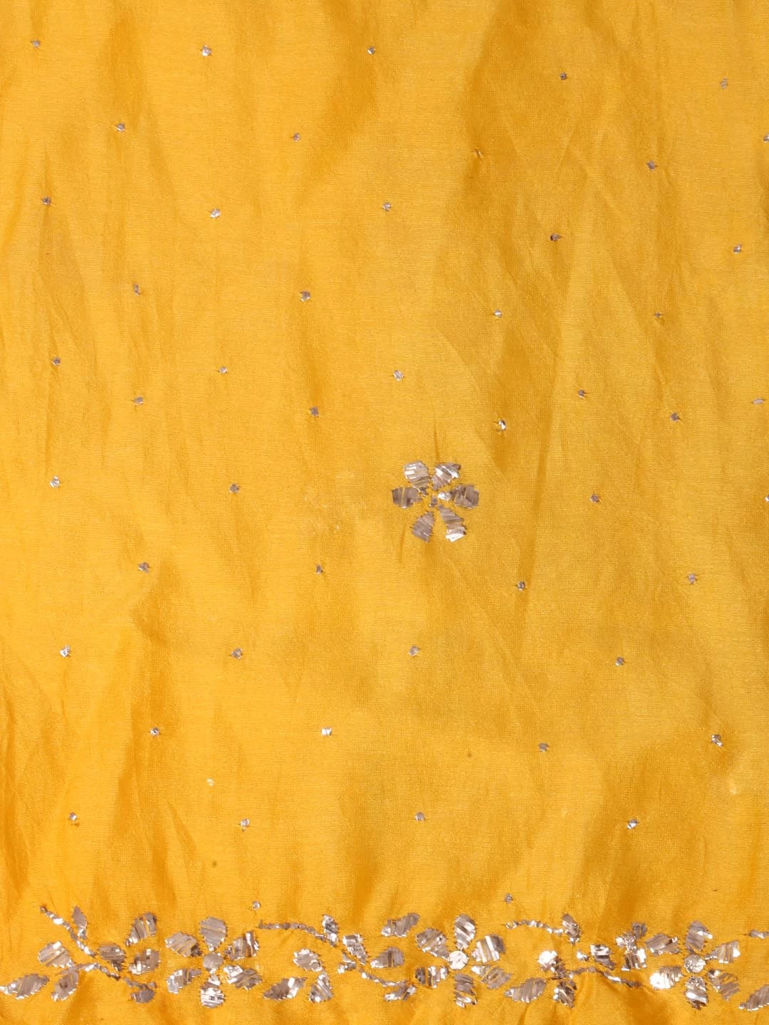 Ada Hand Embroidered Yellow Ombre shade Chanderi Lucknowi Chikankari Semi-Stitched Anarkali Kurta Dupatta Set With Muqaish Work 01A301694