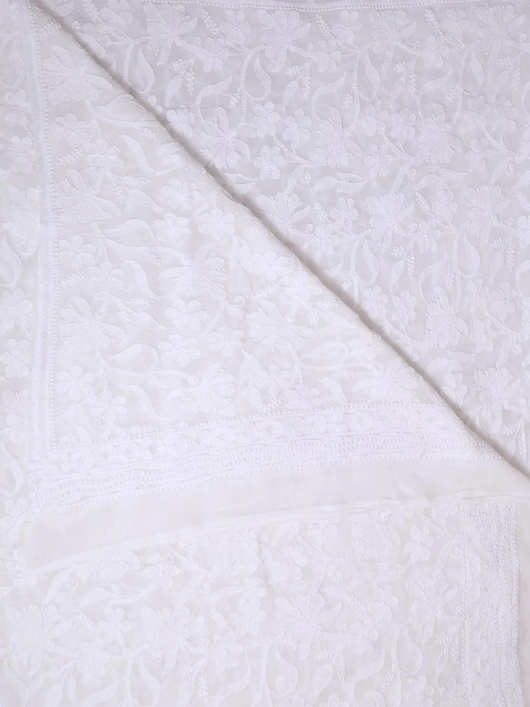 Ada Hand Embroidered White Georgette Lucknowi Chikankari Dupatta 01A404860