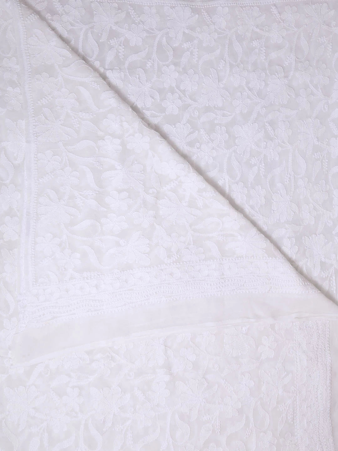 Ada Hand Embroidered White Georgette Lucknowi Chikankari Dupatta 01A404860