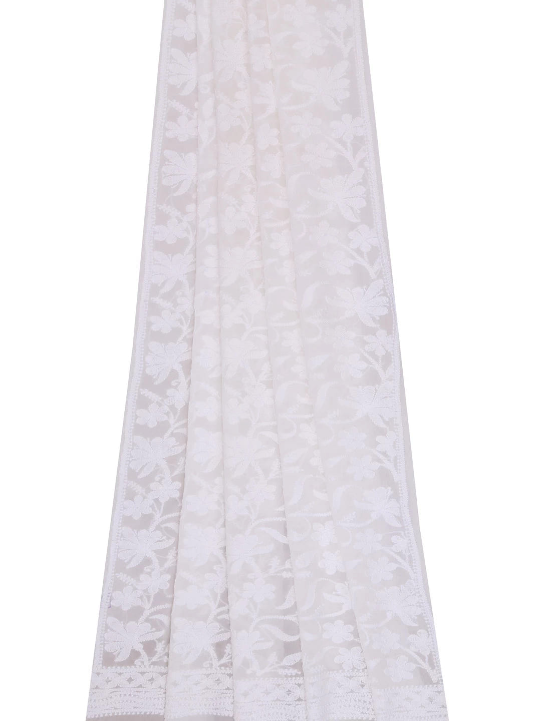 Ada Hand Embroidered White Georgette Lucknowi Chikankari Dupatta 01A404860