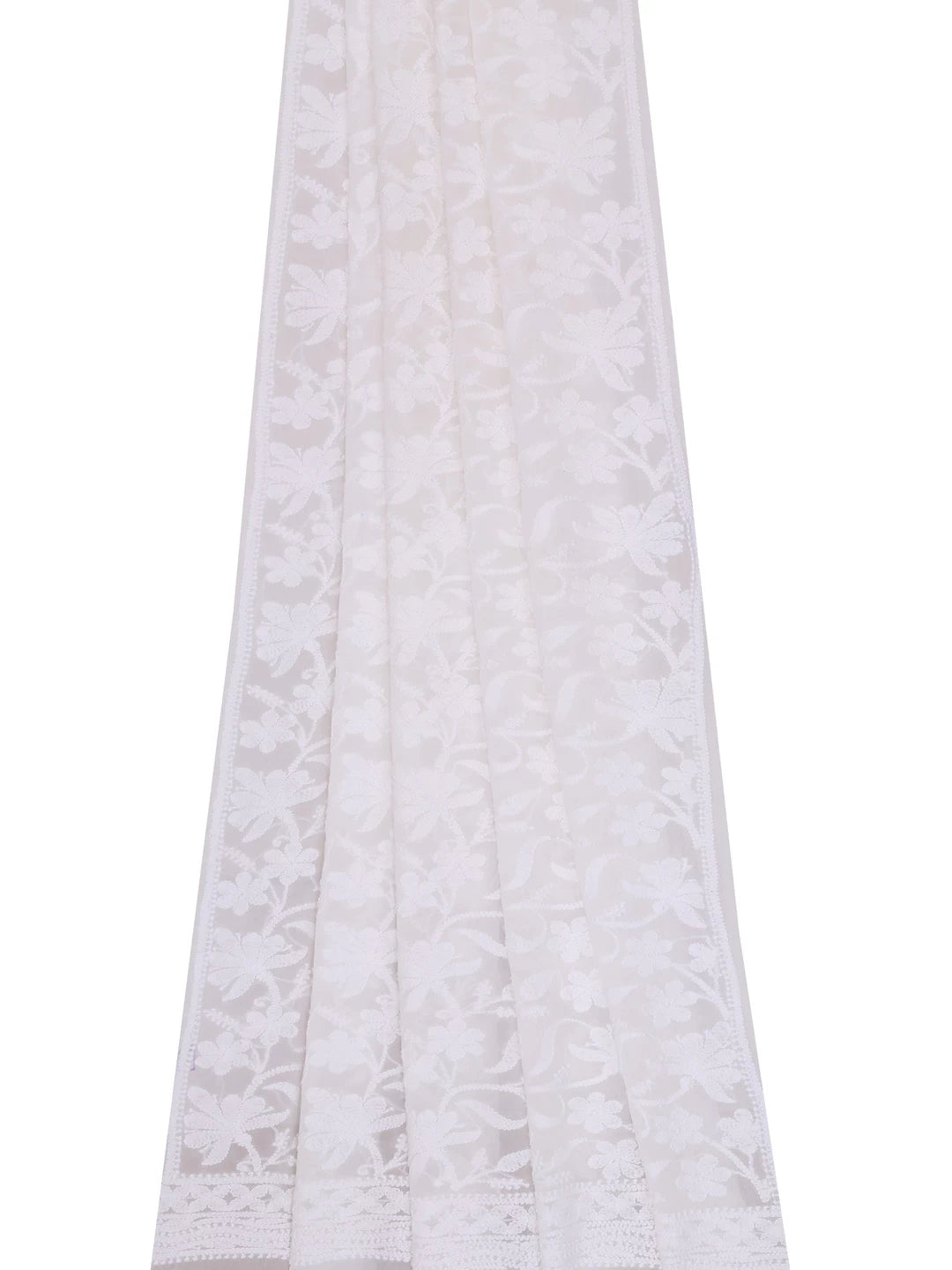Ada Hand Embroidered White Georgette Lucknowi Chikankari Dupatta 01A404860