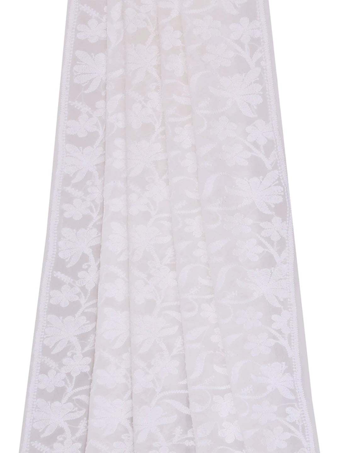 Ada Hand Embroidered White Georgette Lucknowi Chikankari Dupatta 01A404860