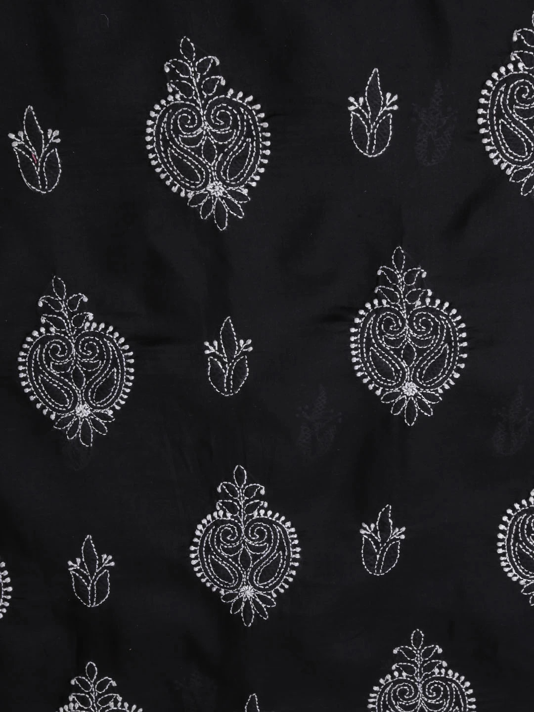 Ada Hand Embroidered Jed Black Cotton Lucknowi Chikankari Unstitched Suit Piece 01A358442