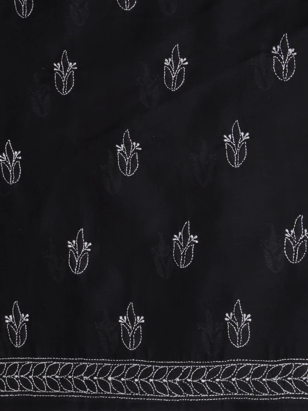 Ada Hand Embroidered Jed Black Cotton Lucknowi Chikankari Unstitched Suit Piece 01A358442
