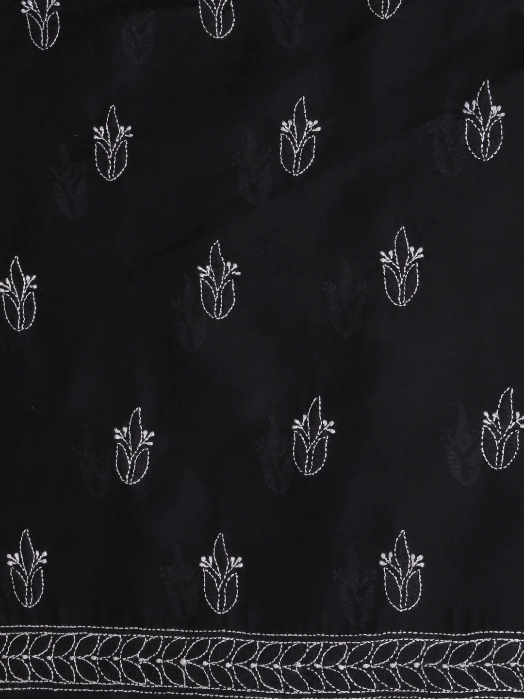 Ada Hand Embroidered Jed Black Cotton Lucknowi Chikankari Unstitched Suit Piece 01A358442