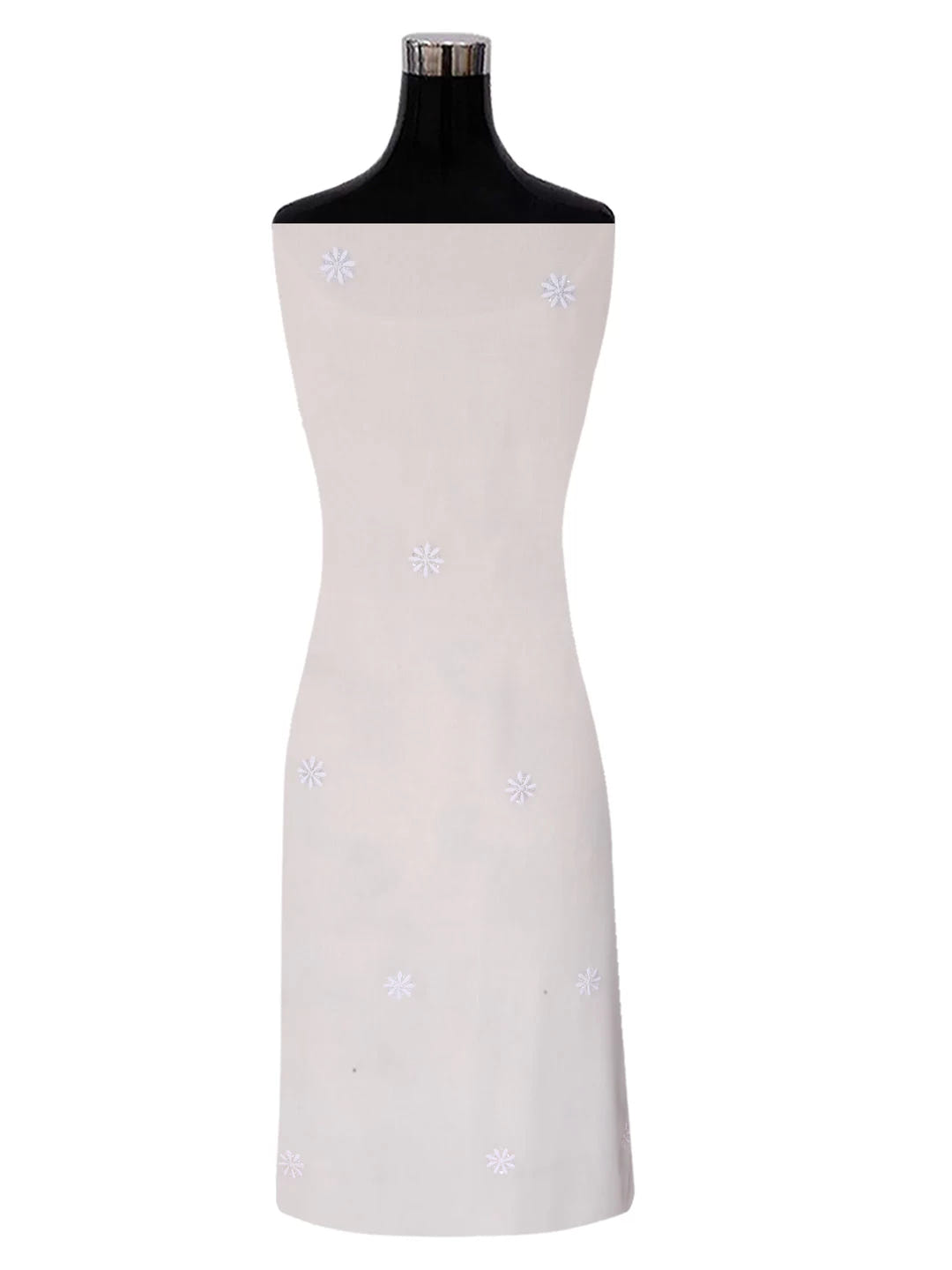Ada Hand Embroidered White Pure Georgette Lucknowi Chikankari Unstitched Kurta Dupatta Set With Cutdana Work 01A403805