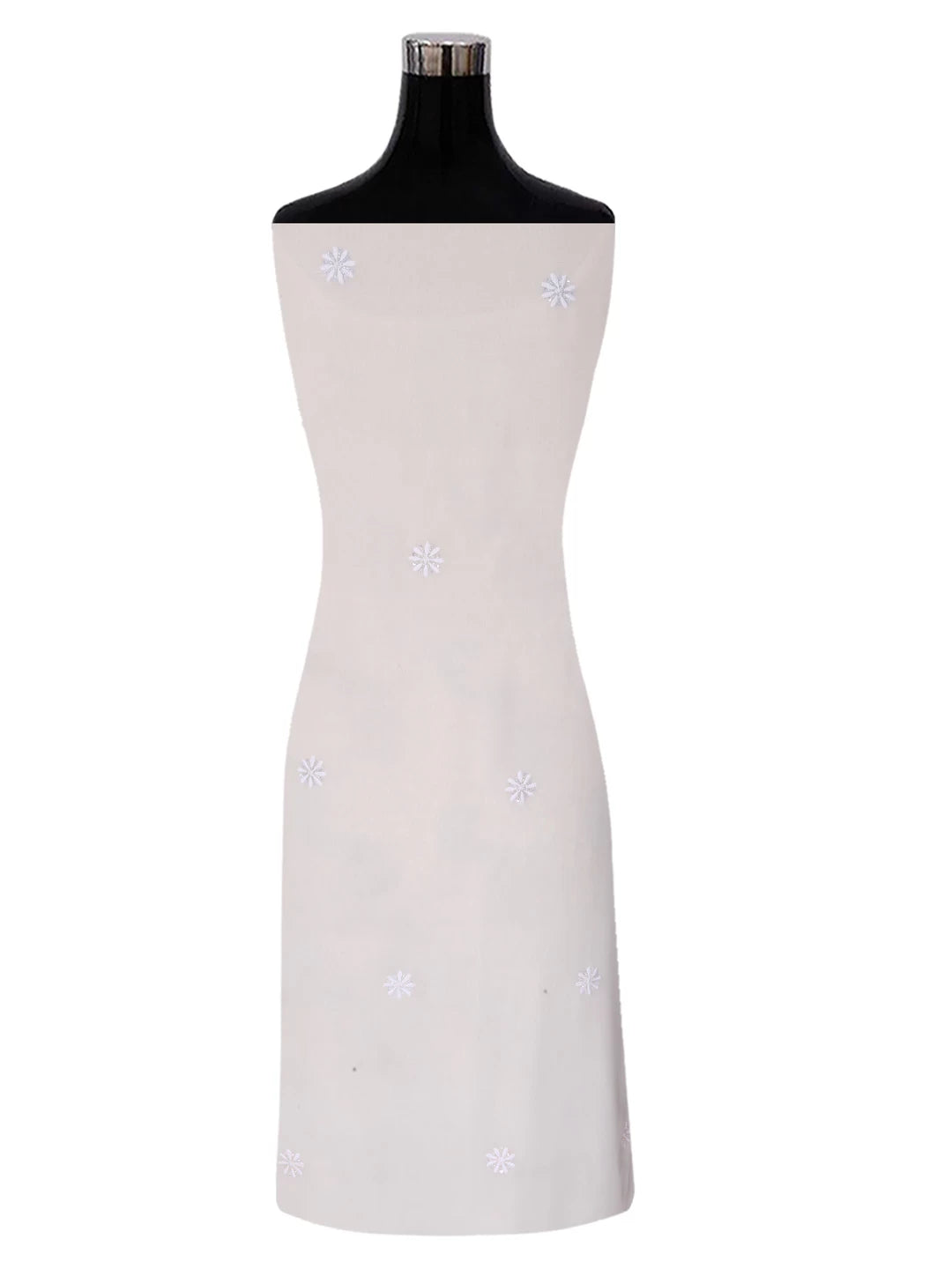 Ada Hand Embroidered White Pure Georgette Lucknowi Chikankari Unstitched Kurta Dupatta Set With Cutdana Work 01A403805