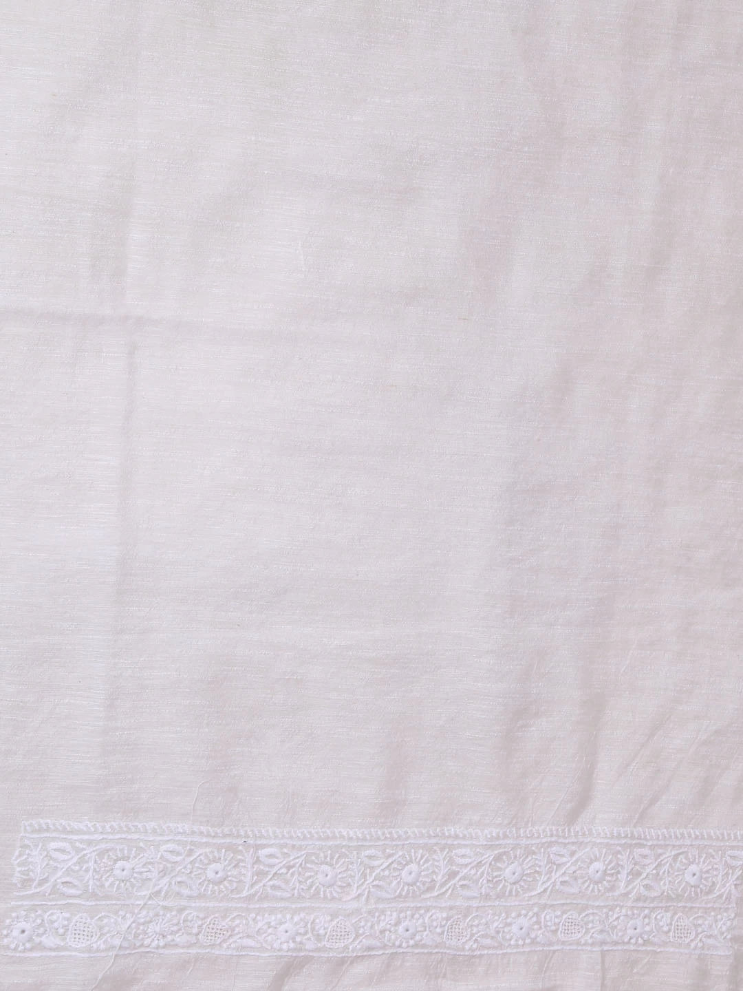 Ada Hand Embroidered White Chanderi Lucknowi Chikankari Unstitched Men's Kurta Piece 01A406176