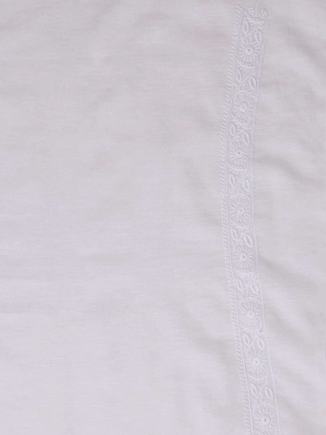 Ada Hand Embroidered White Chanderi Lucknowi Chikankari Unstitched Men's Kurta Piece 01A406176